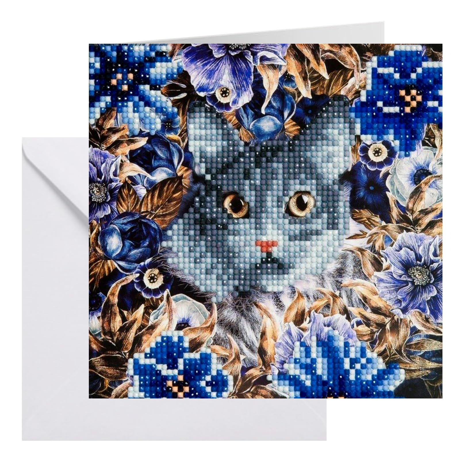 CRYSTAL ART CCK-A4: Cat and Flowers Card Kit โ image 1