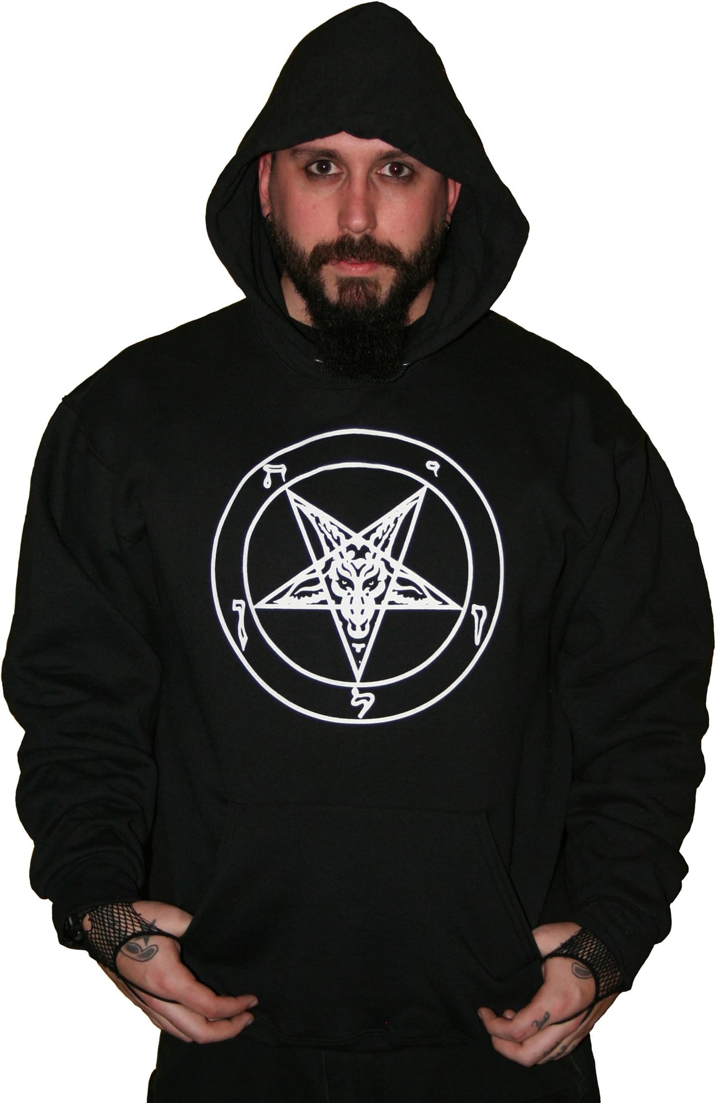 Michael Shaffer Sigil of Baphomet Hooded Pullover Sweatshirt (2X (XXL)) Black
