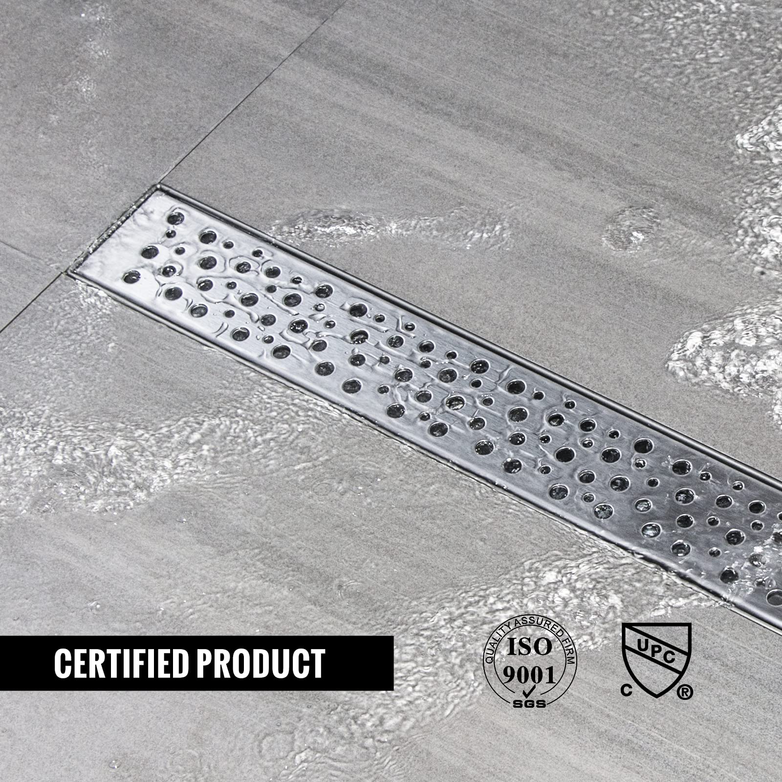 Caniveau Acier Inox 60cm, Drainage Rapide avec Siphon Bloc-odeur et Filtration Cheveux