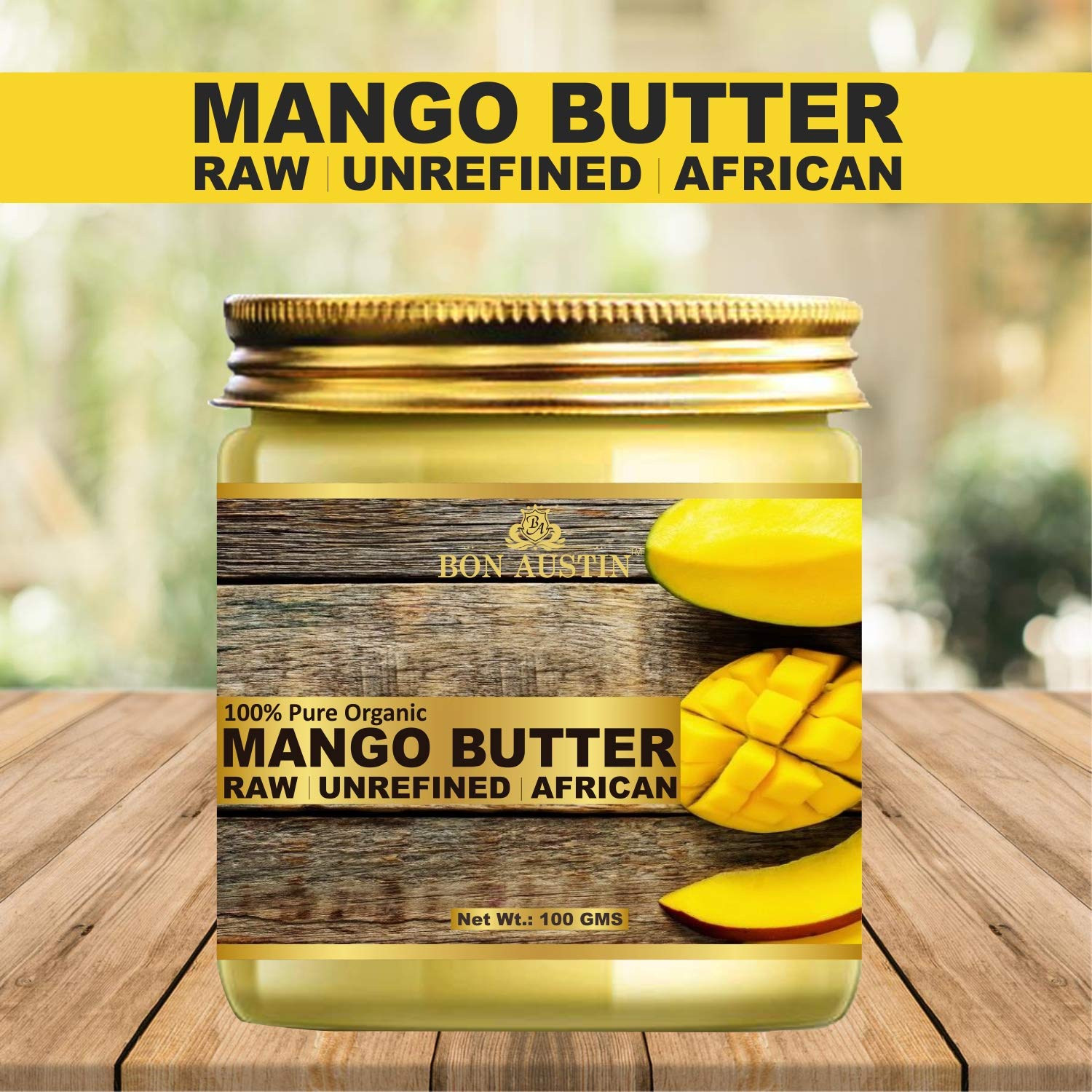 Bon Austin 100% Pure and Natural Mango Butter For - RAW, UNREFINED & AFRICAN- For Moisturization of Body and Skin (100 gms) 1