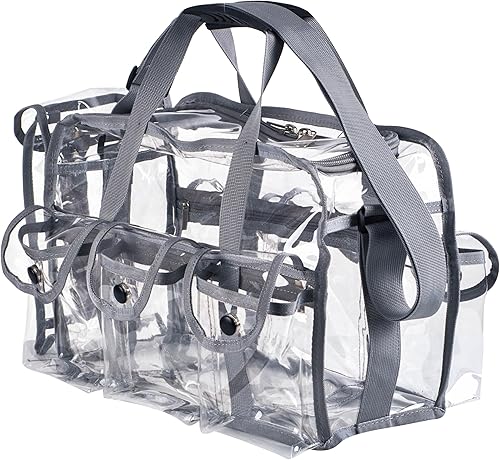 Miniatura 8 de Juego de maquillaje profesional de PVC transparente de boca ancha, bolsa de maquillaje de viaje, bolsa de cosméticos, bolsa de belleza, organizador