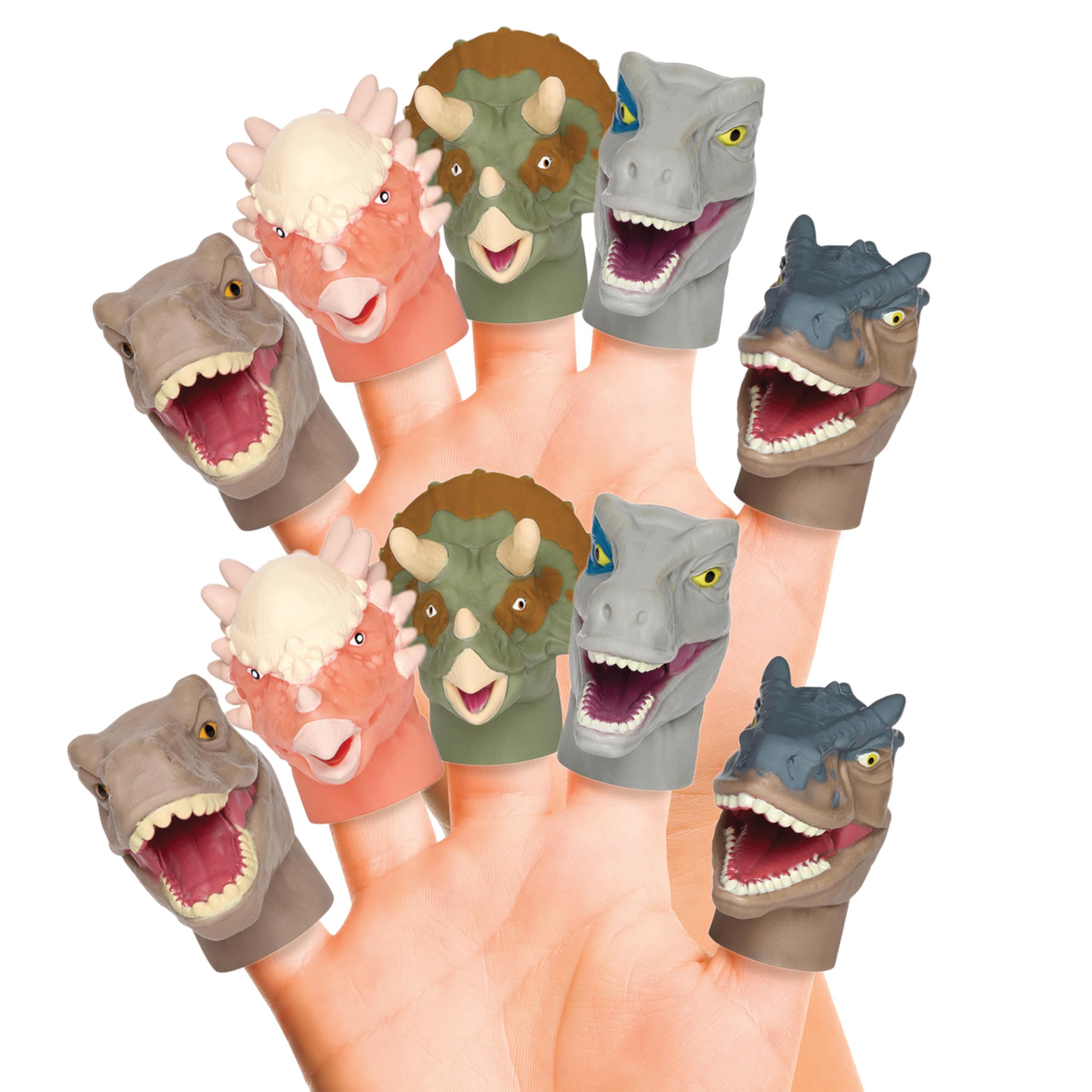 NBC Universal Jurassic World Bath Finger Puppets, 10 Pc - Party Favors, Educational, Bath Toys, Story Time, Beach Toys, Playtime, Stocking Stuffer