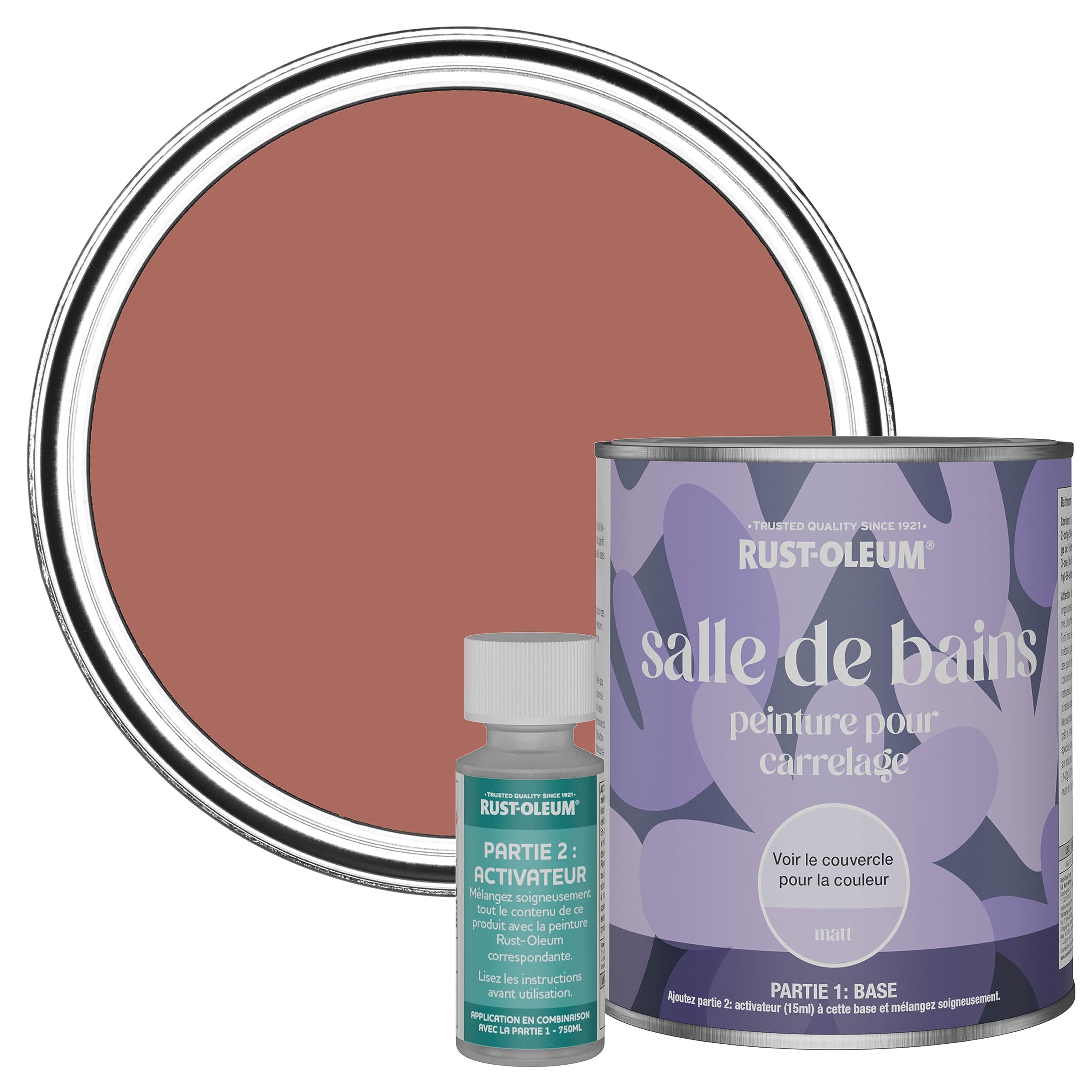 Rust-Oleum Peinture Rouge Résistante à l'eau pour Carrelage de Salle de Bain, Finition Mate - Saumon 750ml