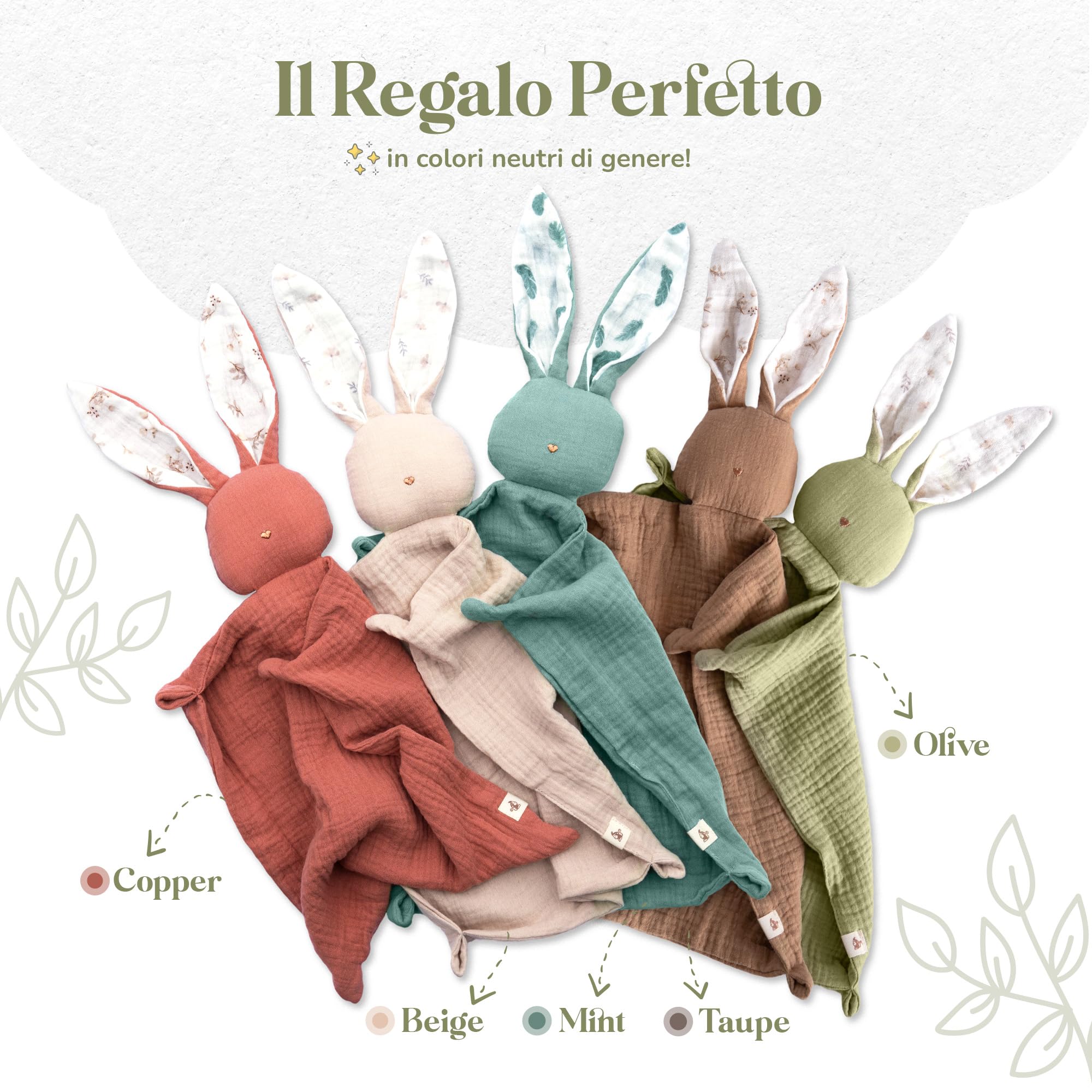 Mikito - Copertina per Neonato Doudou 30x30cm in Cotone Organico - Mussola in Cotone per Neonati - Perfetta per Avvolgere il Tuo Bambino Appena Nato - Regali Originali per Neonati