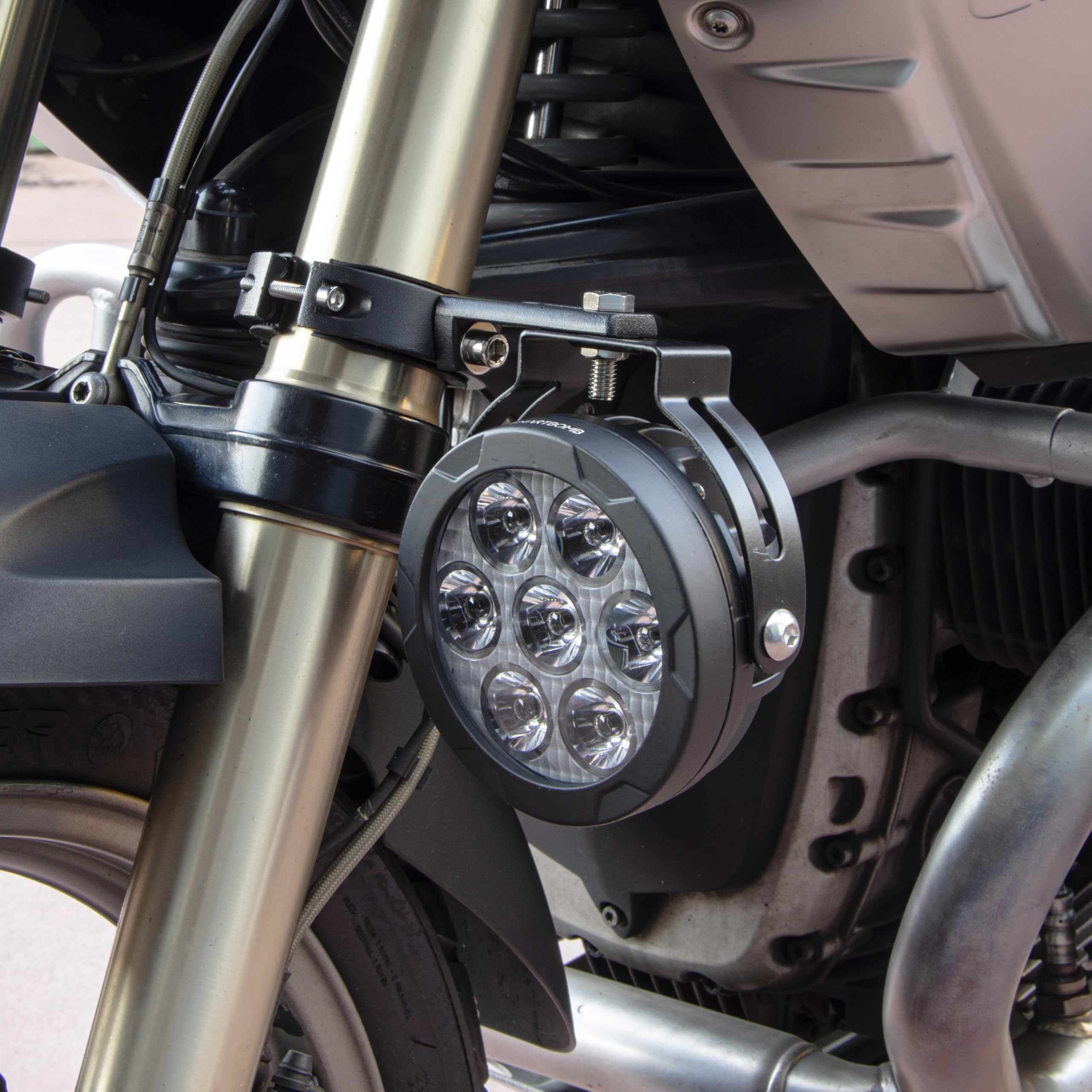 2 Staffe faretti Supplementari moto 38-60mm METALLO supporti fari motociclette universale