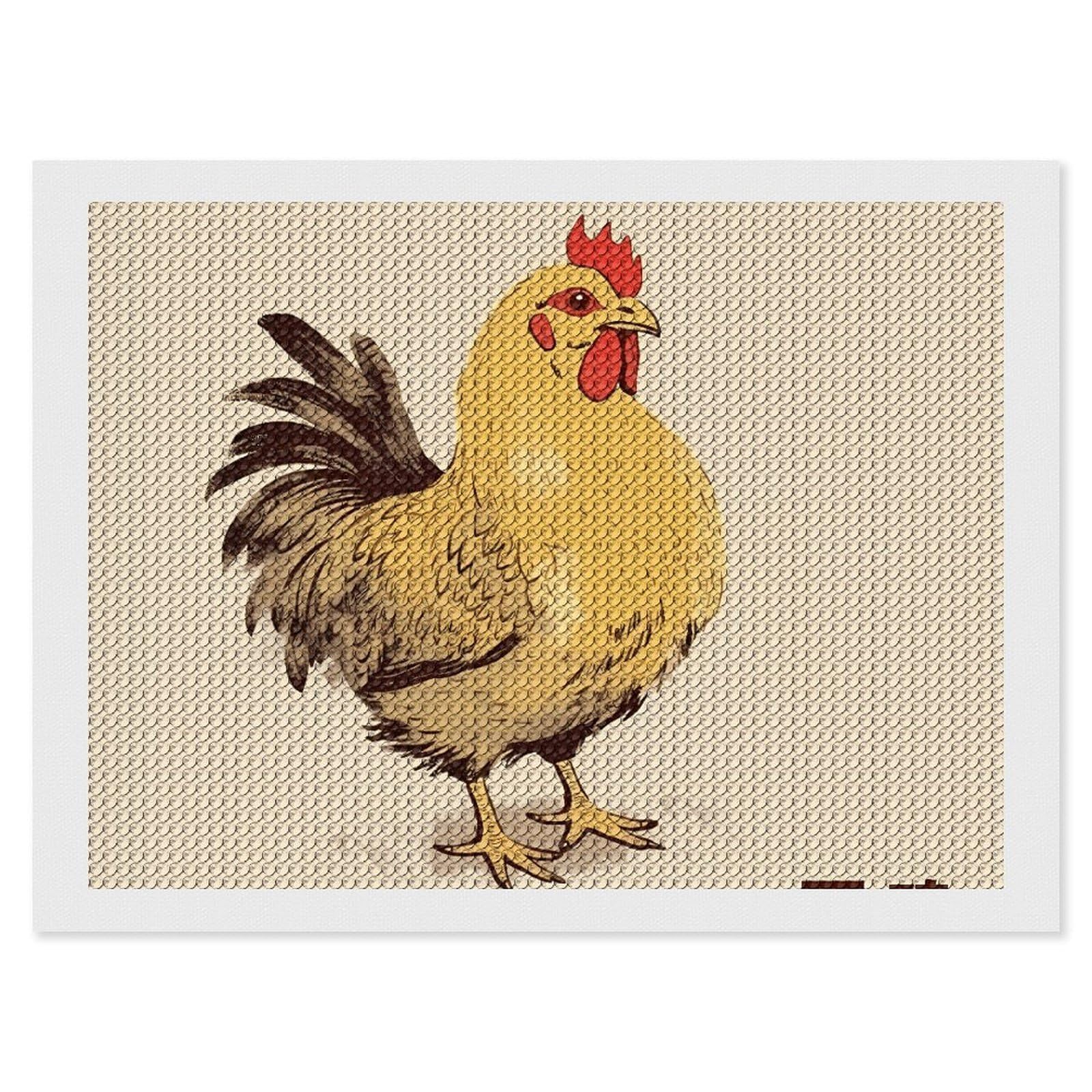Cartoon Chicken Standing Diamond Painting Kits for Adults, DIY 5D Diamond Painting Kits for Beginners, Round Full Drill Diamond Dots Paintings, Diamonds Pictures Gem Art for Crafts Home Decor 12"x16"