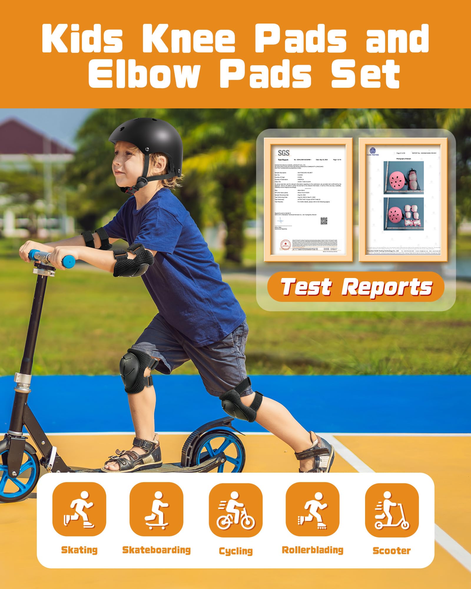 Juego de equipo de protección para niños, rodilleras y coderas con muñequeras para niños de 3 a 10 años, material de protección mejorado 3 en 1 para patinaje, ciclismo, bicicleta, patinete, incluye