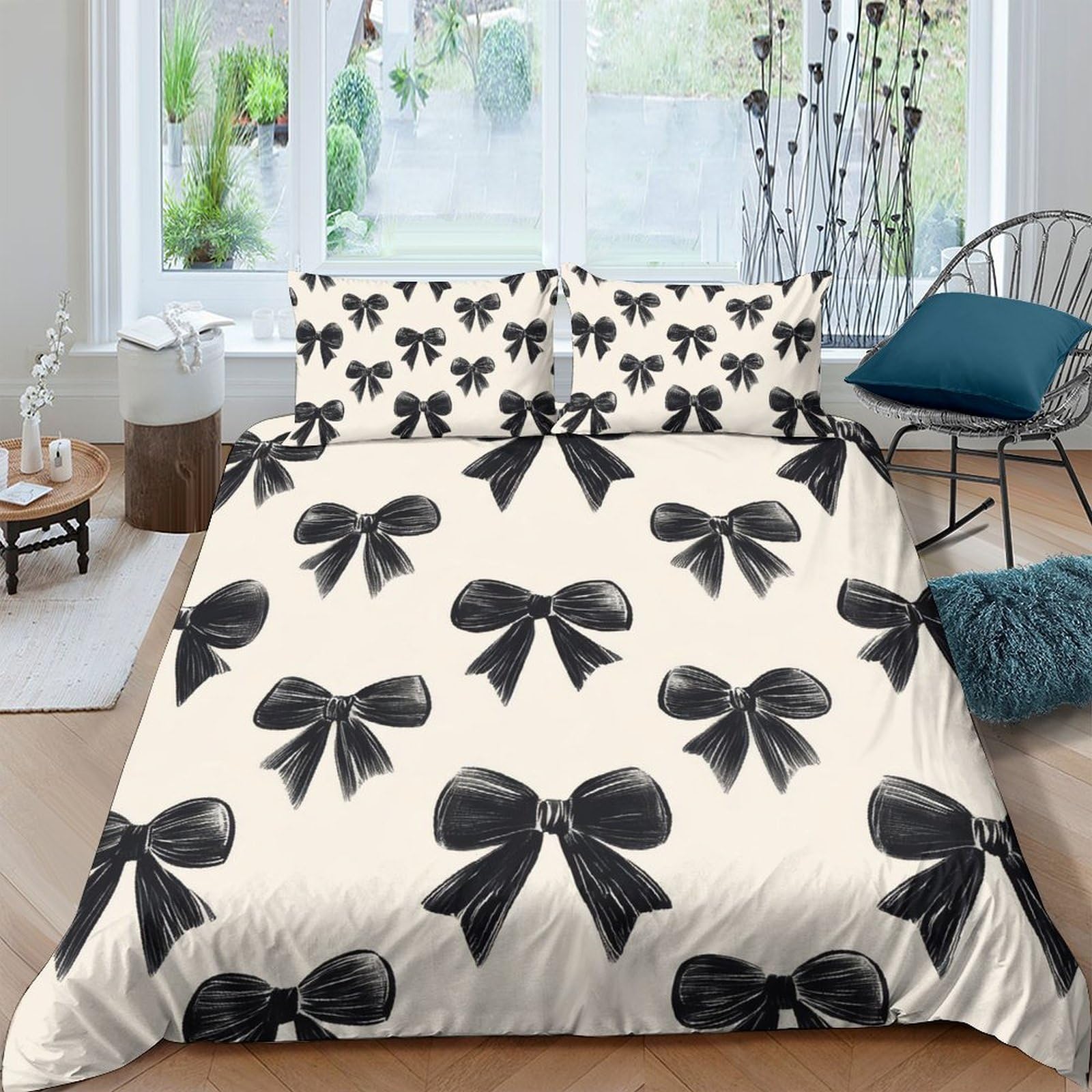 Ctjqhvkz Style-8 3D Printed Black Bow Fitted Sheet Microfiber Soft Anti-Slip White Ribbon Bed Cover For Bedroom Dorm Easy Care Decor Single（135X200cm）