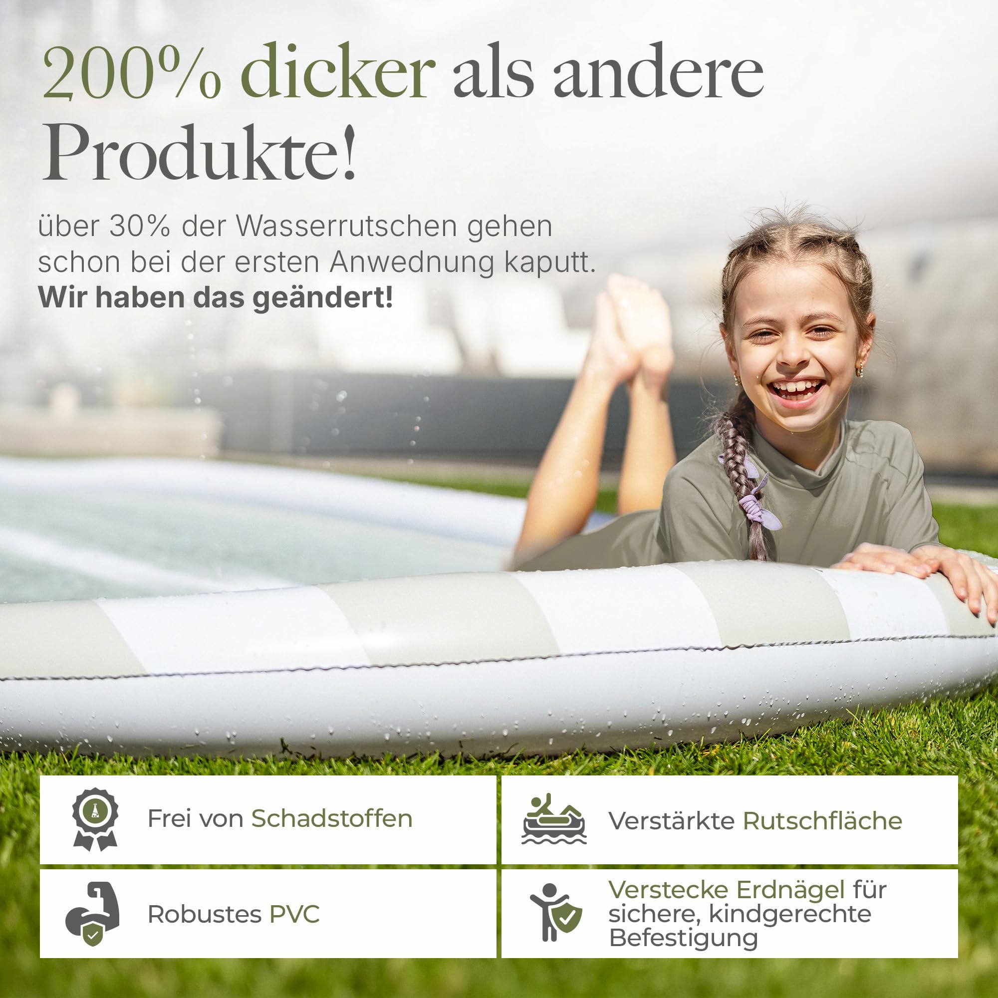 Wasserrutsche Garten für Kinder 580x153 cm reißfestes Premium-PVC Doppel-Bahn mit Sprinkler inkl. 2 Bodyboards