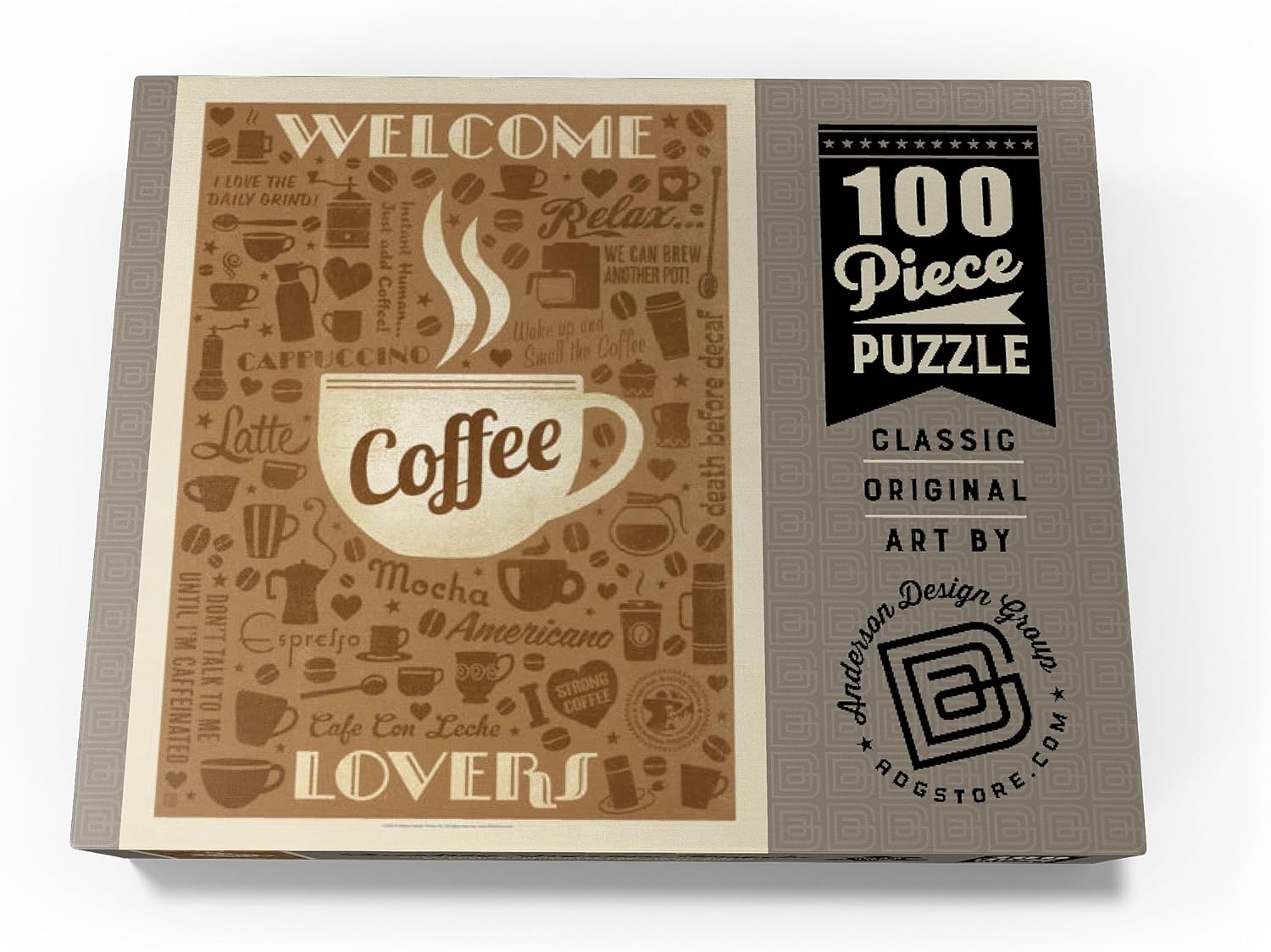 MyPuzzle Coffee Pattern Print, Vintage Poster - Premium 100 Piece Jigsaw Puzzle for Adults