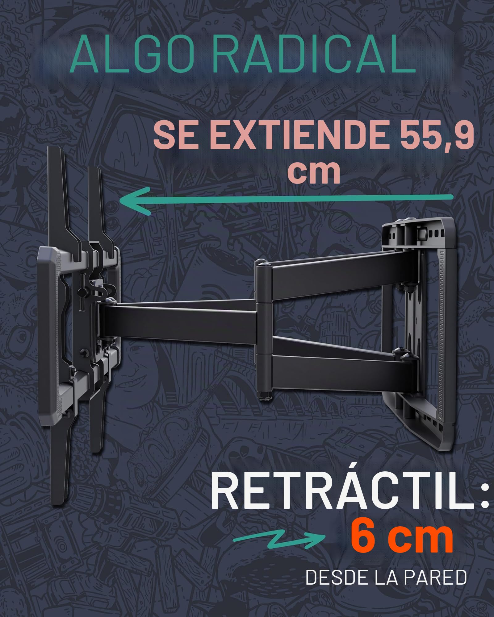 ECHOGEAR MaxMotion - Soporte de Pared para televisores Grandes de hasta 90 Pulgadas, Movimiento Completo con Giro, inclinación y extensión Suaves, diseño Universal Que Funciona con Samsung, Vizio y