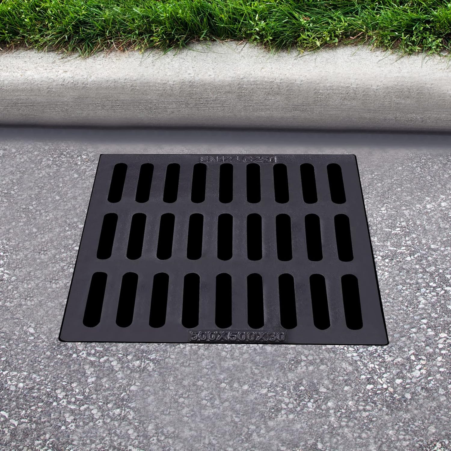 Cast Iron Drain Strainers Sewer Cover Grates Trench Drainage Channel Drain Grate Linear Drain Regular Trench Drain Sewer Drain Cover for Yard Fence Sidewalk Patio Houseside Outdoor Sewer