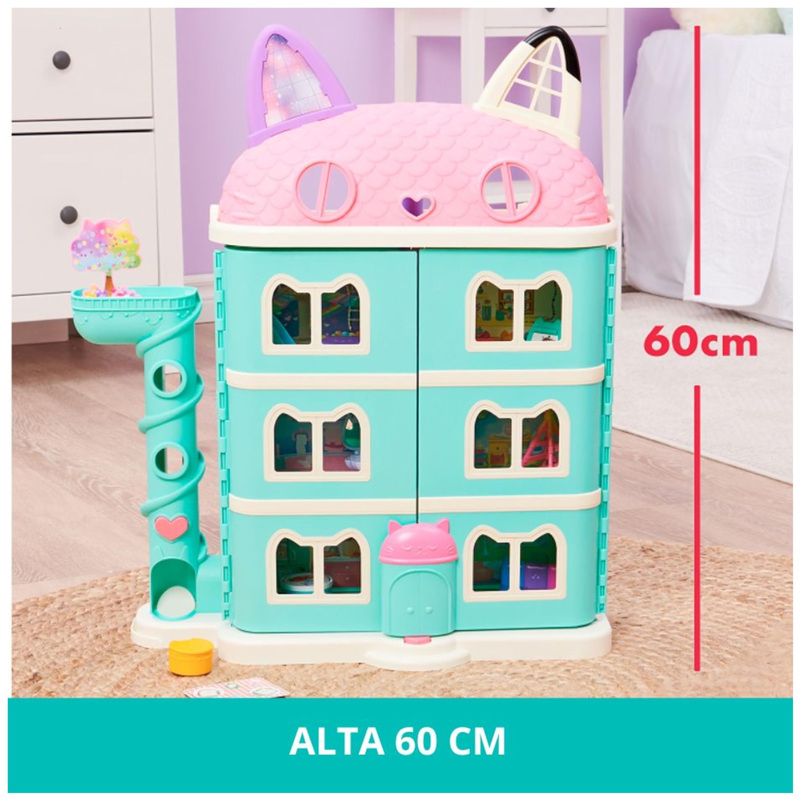 Gabby's Dollhouse, Playset casa delle bambole di Gabby, set con luci e suoni, giochi per bambini dai 3 anni in su