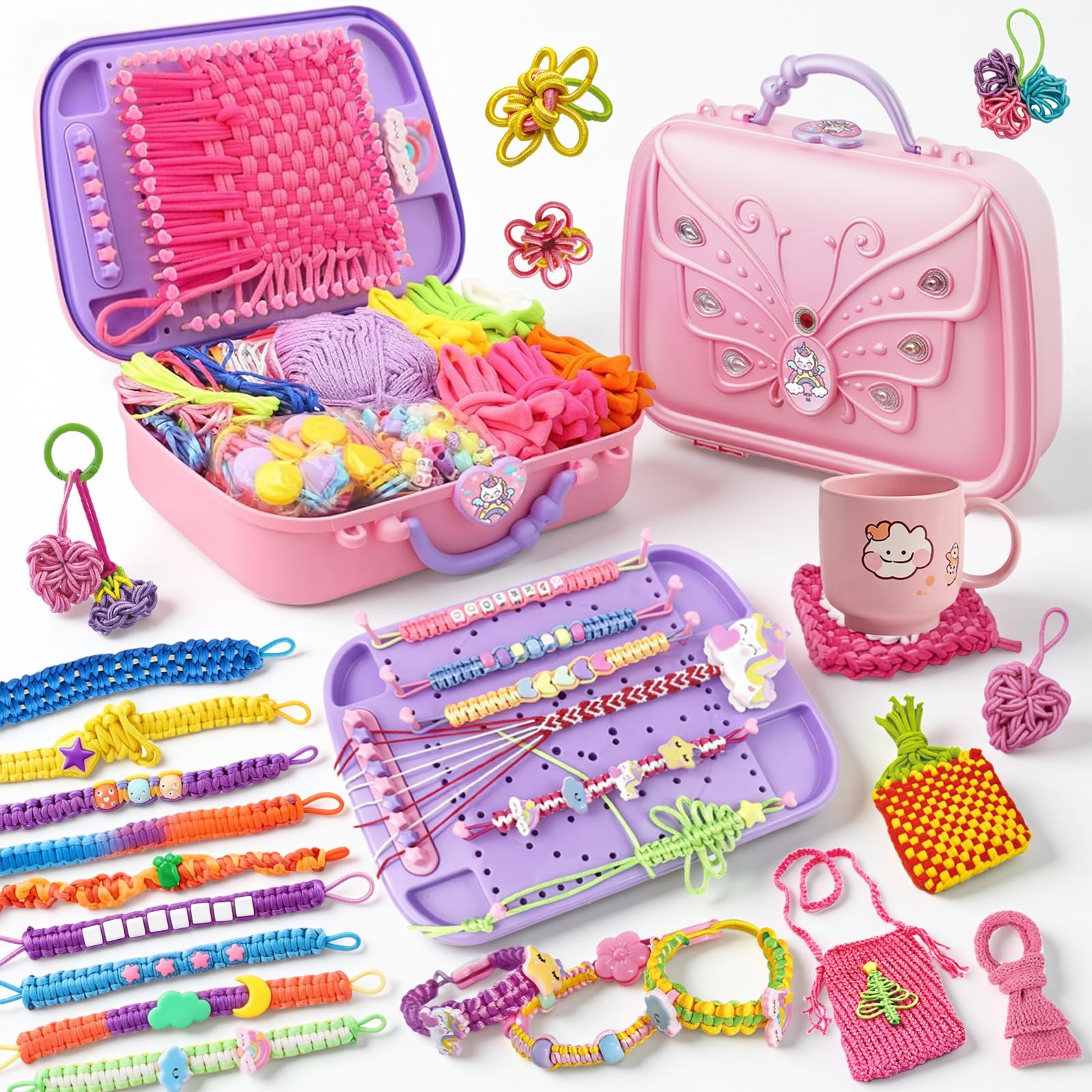 BITOYO Kit Braccialetti fai da te Bambina, Telaio per Braccialetti Amicizia, Set Braccialetti Elastici Bambini, Regalo di Compleanno Natale per Ragazza 8 9 10 11 12 Anni