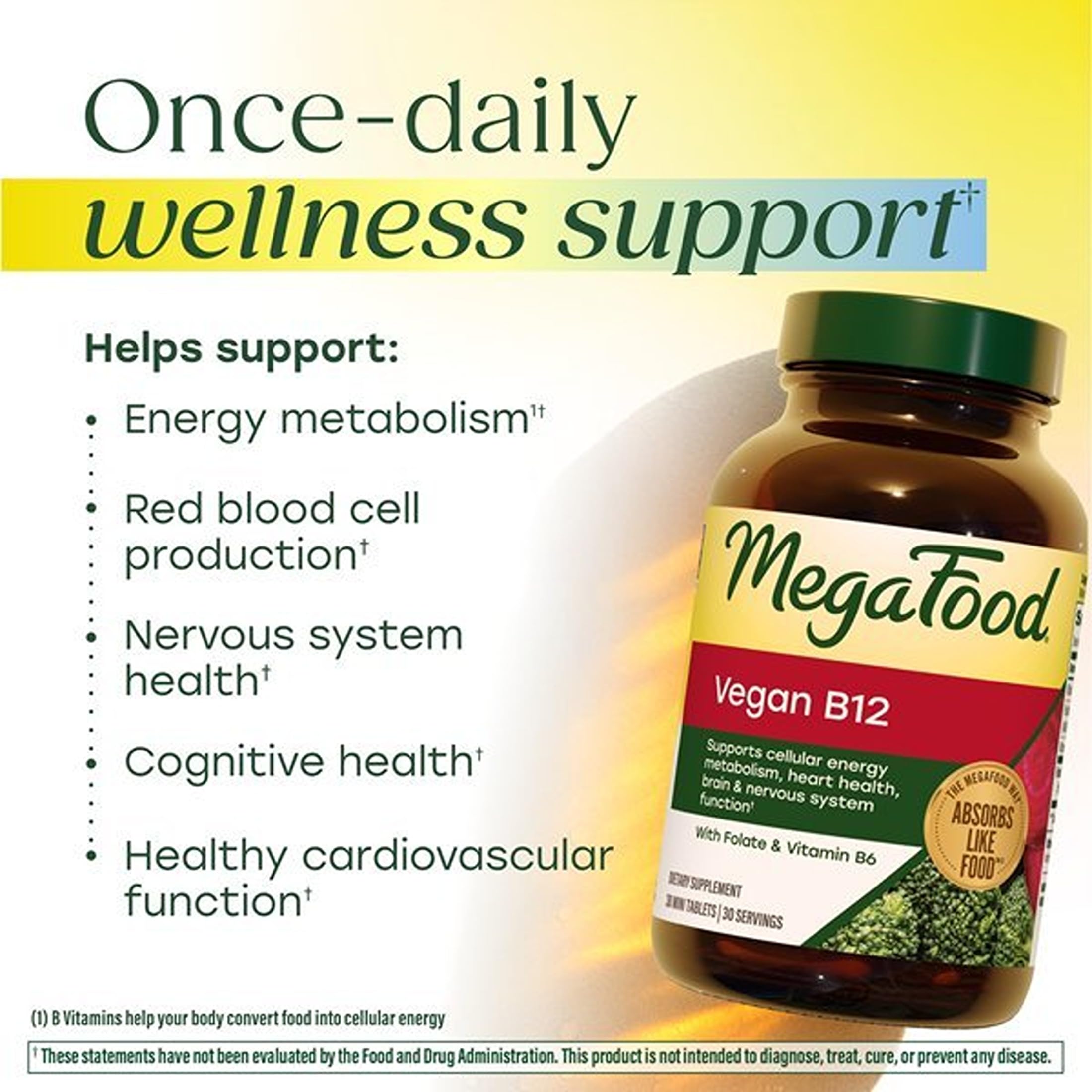 MegaFood Vegan Vitamin B12 with Vitamin B6 and Folic Acid, 30 Mini Tablets — Amazon image 4