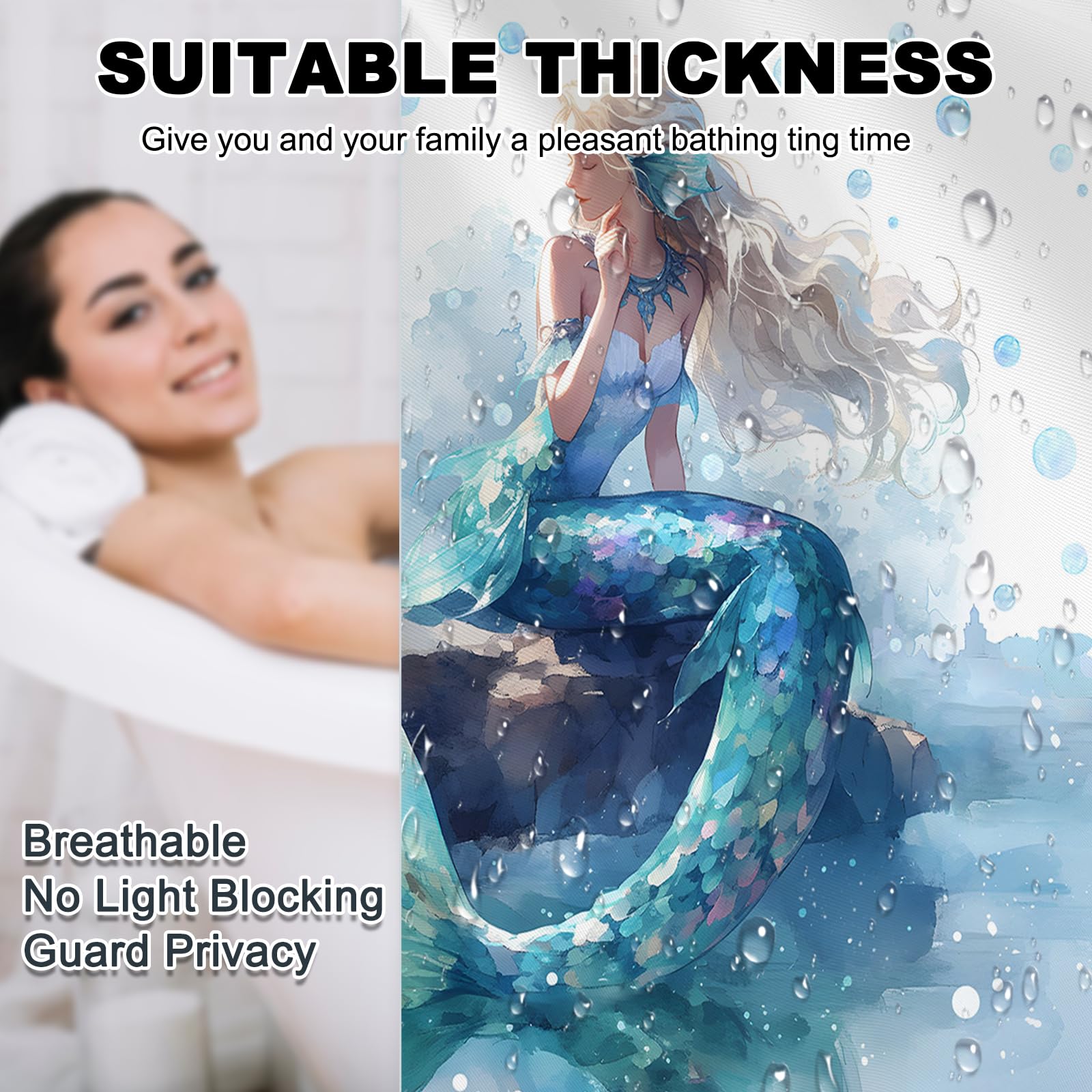 Rideau De Douche Imperméable En Forme De Queue De Sirène Pour