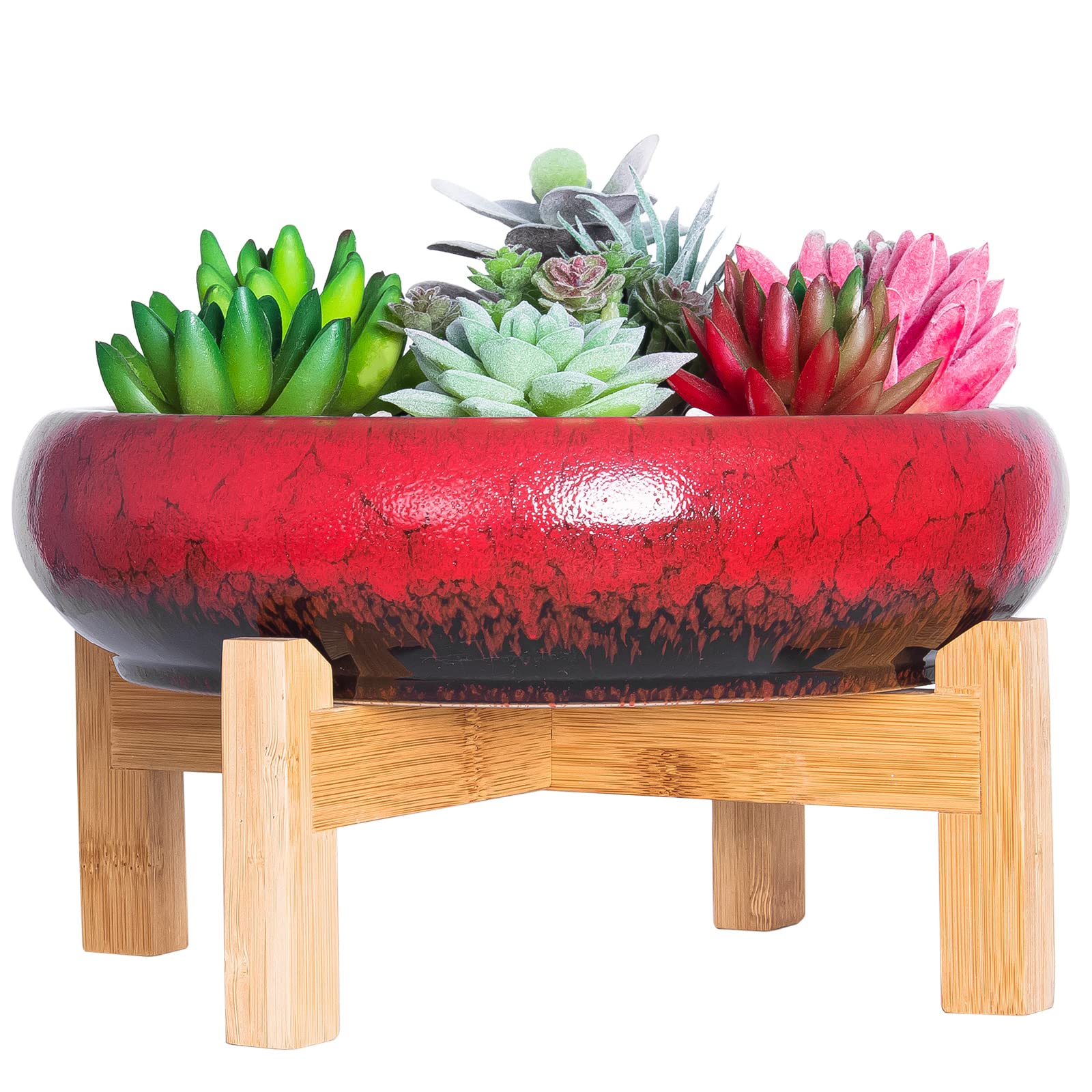 ARTKETTY Vaso per Piante Grasse, Grande Vaso Bonsai in Marmo con Vassoio di Dren