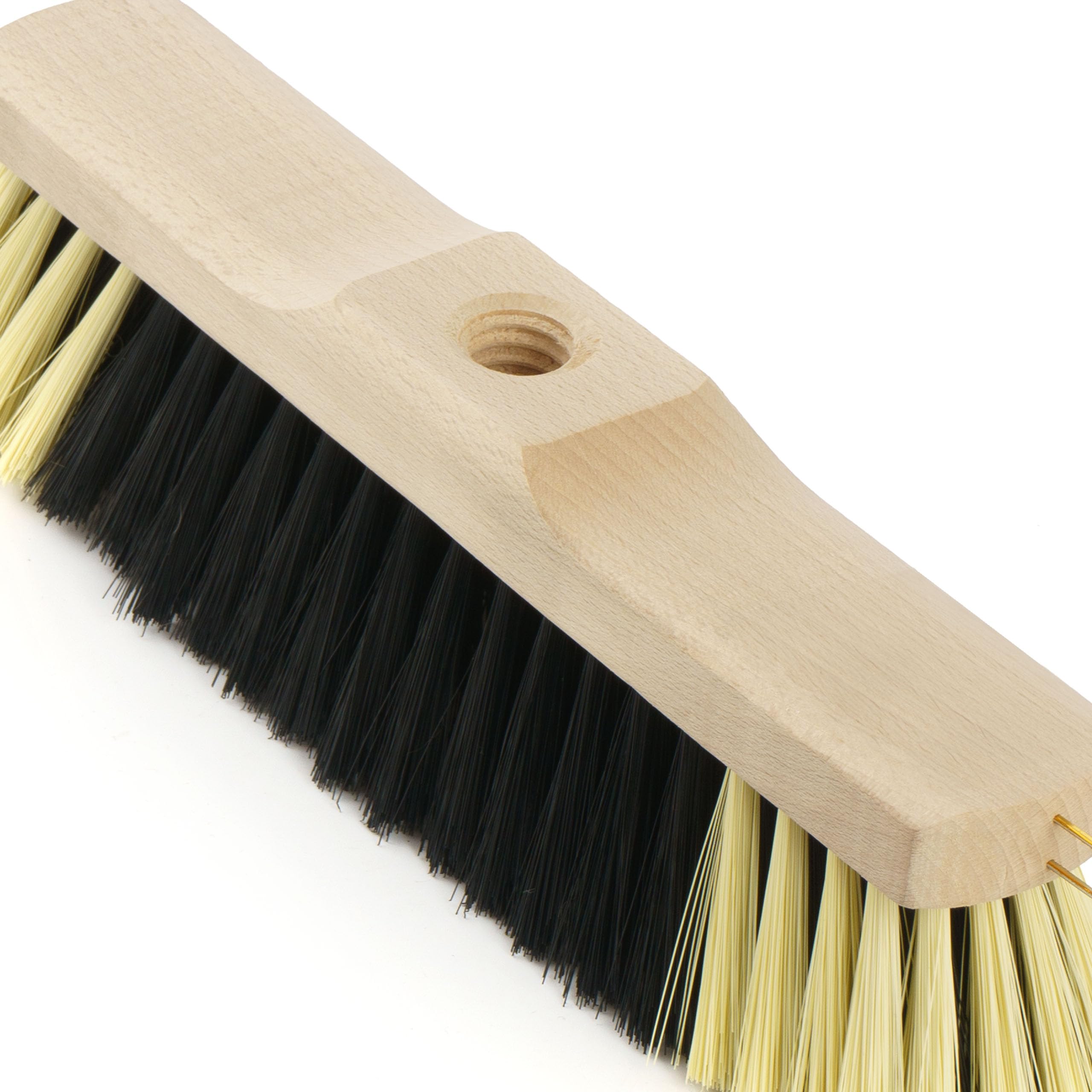 Miotła z Włosia PCV Głowica miotły 40cm Zamiatacz Szczotka do Każdej Powierzchni Oprawa Drewniana Miotła Bez Kija Otwór 1,5cm Odporny na Zniekształcenia i Warunki Atmosferyczne Materiał