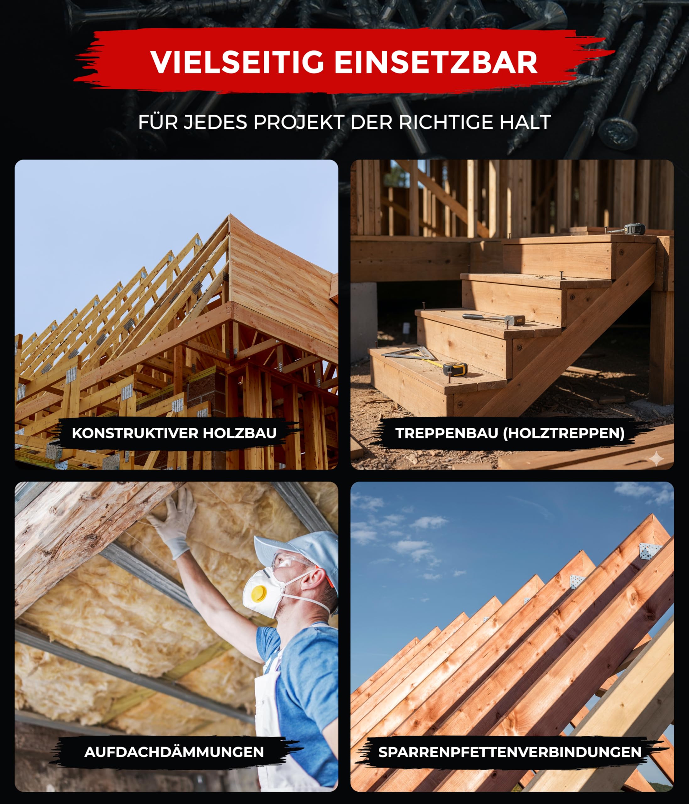 SCREW REBEL® Holzbauschrauben 6,0x200 mm [100 Stück] – Spanplattenschrauben hell verzinkt mit Reibteil & Cut-Spitze – TX30 Antrieb – Holzschrauben mit ETA-Zulassung – CrVI-frei & korrosionsbeständig