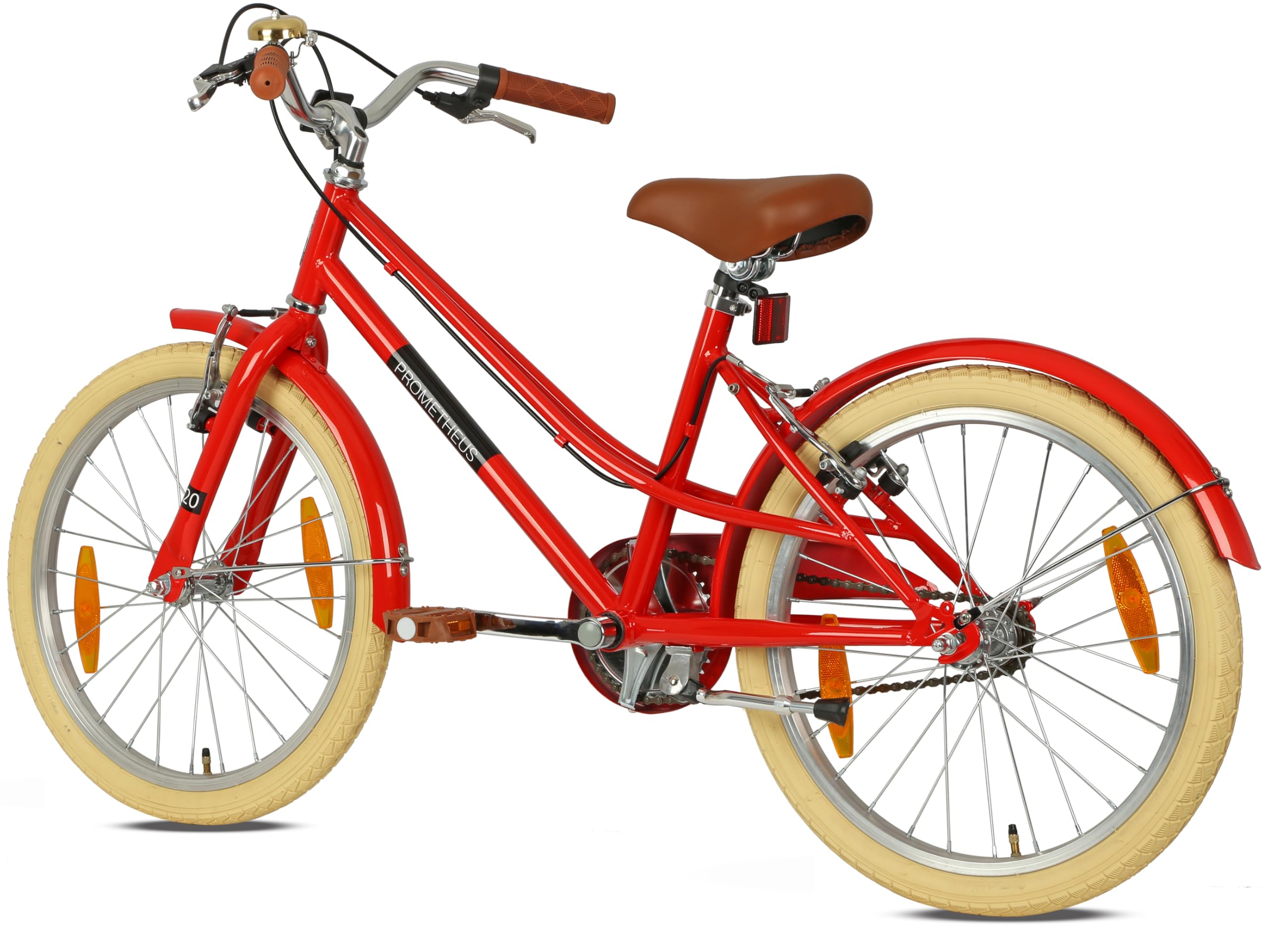 PROMETHEUS BICYCLES Bicicleta infantil retro de 20 pulgadas, 20 pulgadas, para niños a partir de 6 años, color rojo