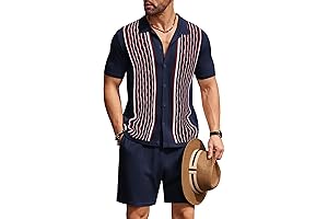 Men's Short Sleeve Polo and Beach Shorts Set