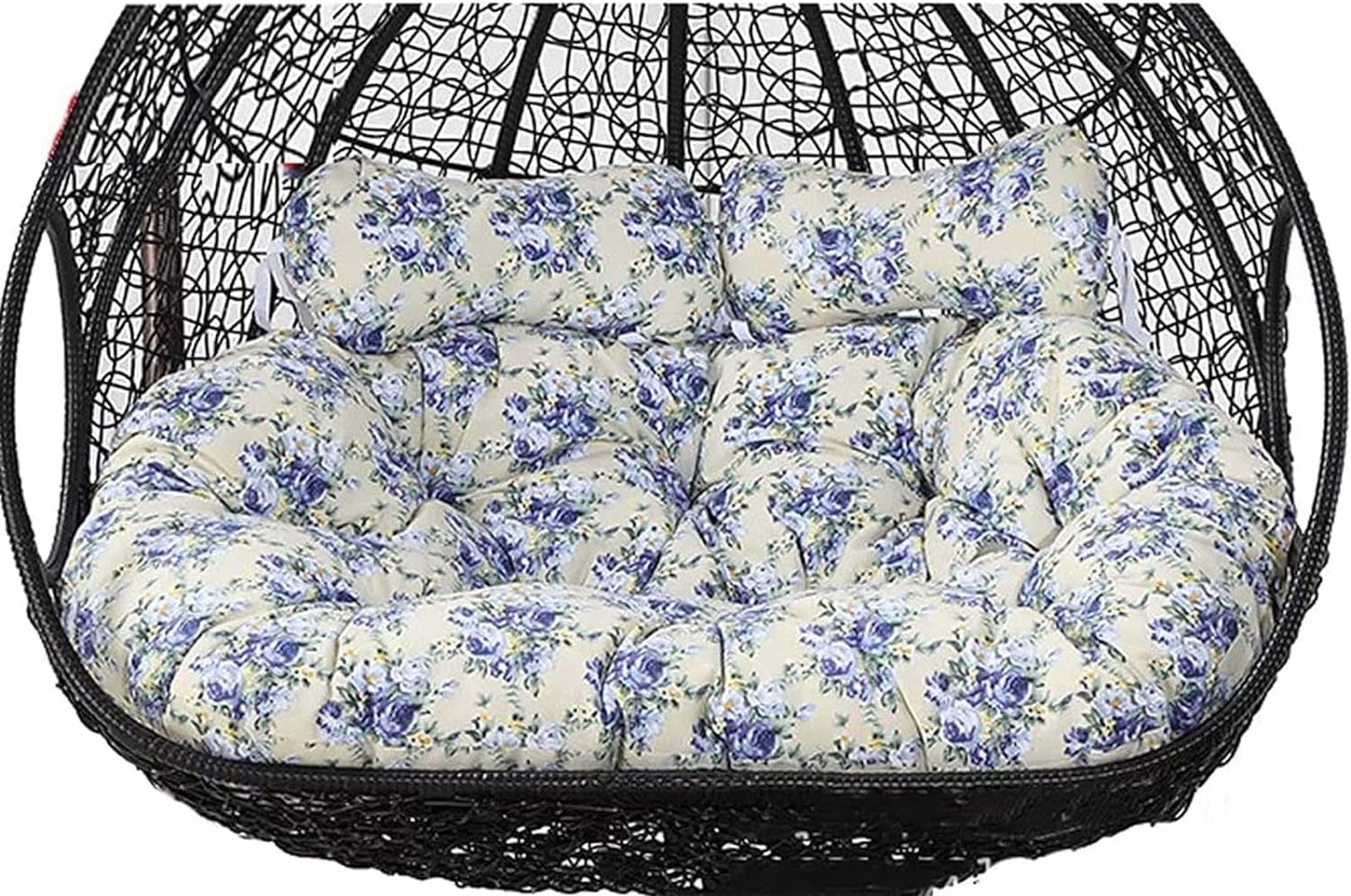 Outdoor Swing Cushion Double Egg Chair Cushion with Pillow 2-Seater Waterproof Removable Replacement Double Egg Chair Cushion Outdoor Patio Wicker Double Sofa Hanging Swing Egg Chair (Color : Flower