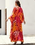 MAKABO Kaftan Robes pour femme, Colorful Print Caftan, Peignoir Couvrez les robes de plage