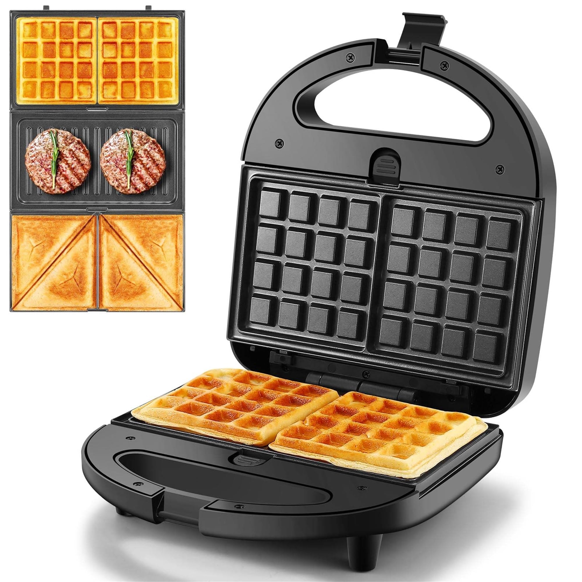 Sandwich Maker 3 In 1, Waffle Make With Removable Plate, Electric Panini Press Grill, Sandwich Toaster