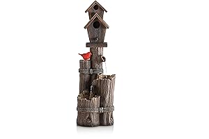 Alpine Corporation Outdoor 35" Tall 3-Tier Birdhouse Water Fountain