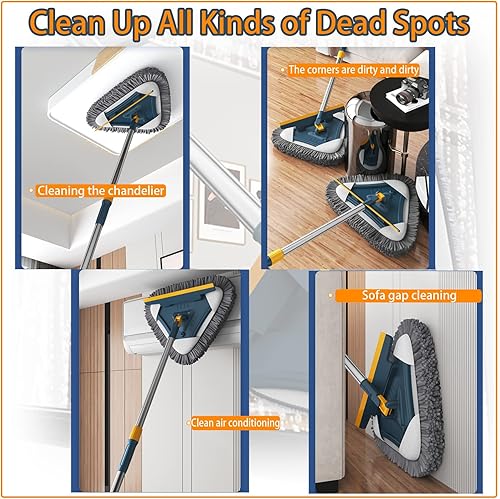 Miniatura 2 de Trapeador de pared de 85 pulgadas con mango largo, 360 giratorio ajustable, trapeador de limpieza de pared con poste de extensión de 39 a 85