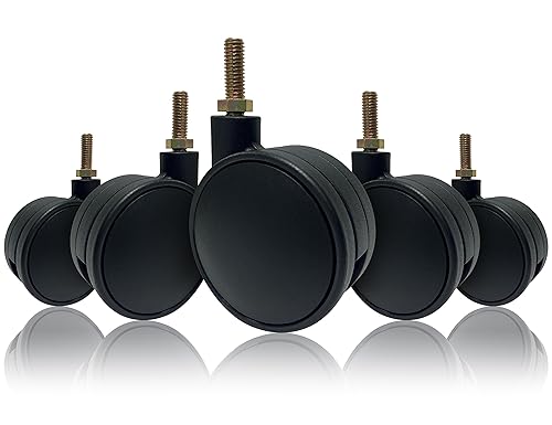 Ruedas de repuesto para sillas de oficina grandes de 3 pulgadas, vástago roscado de 38"-16, juego de 5