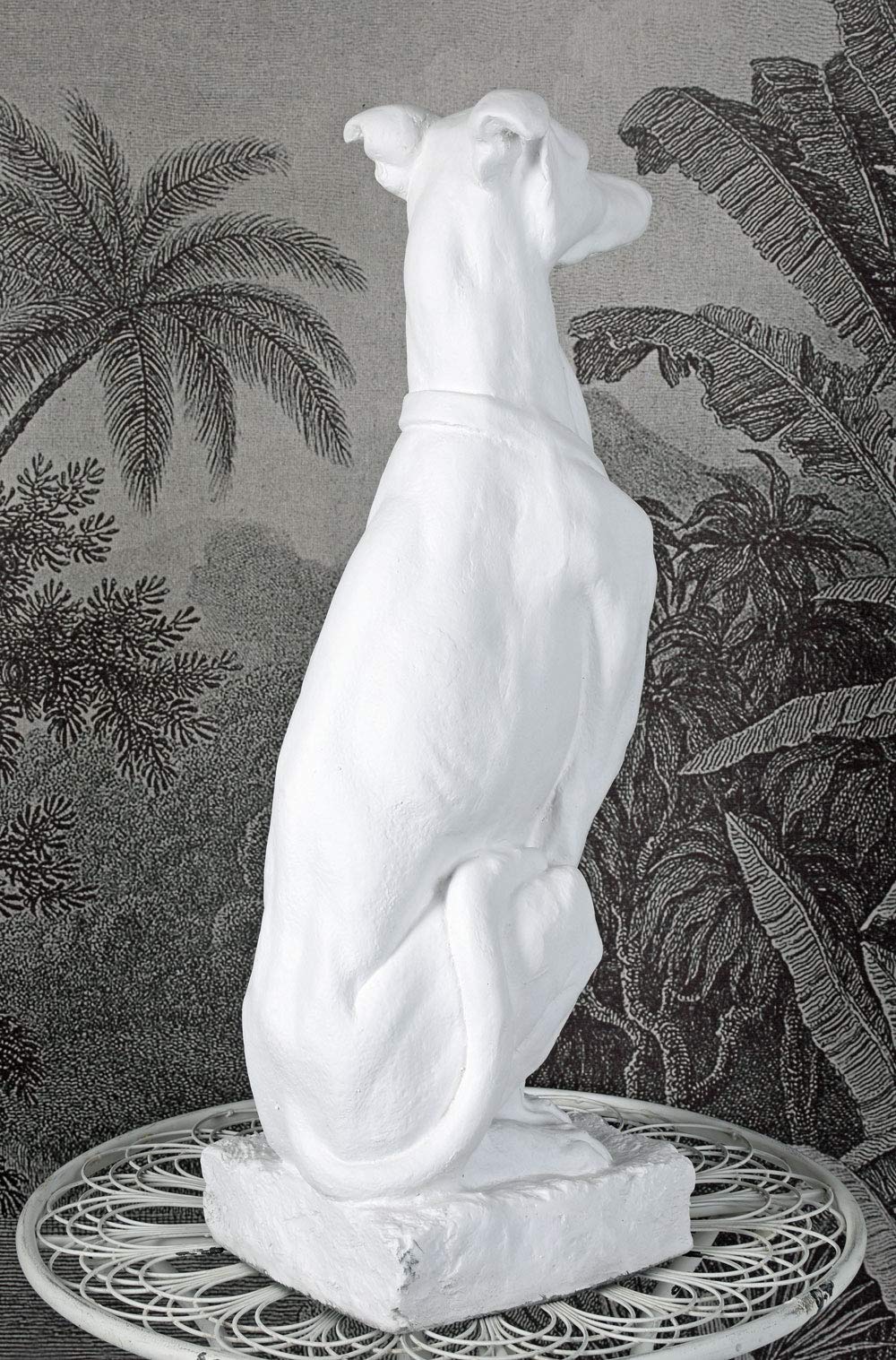 Windhund Skulptur Weiss Hundefigur Hauseingang Hund Statue Antik Hundeskulptur yac046 Palazzo Exklusiv