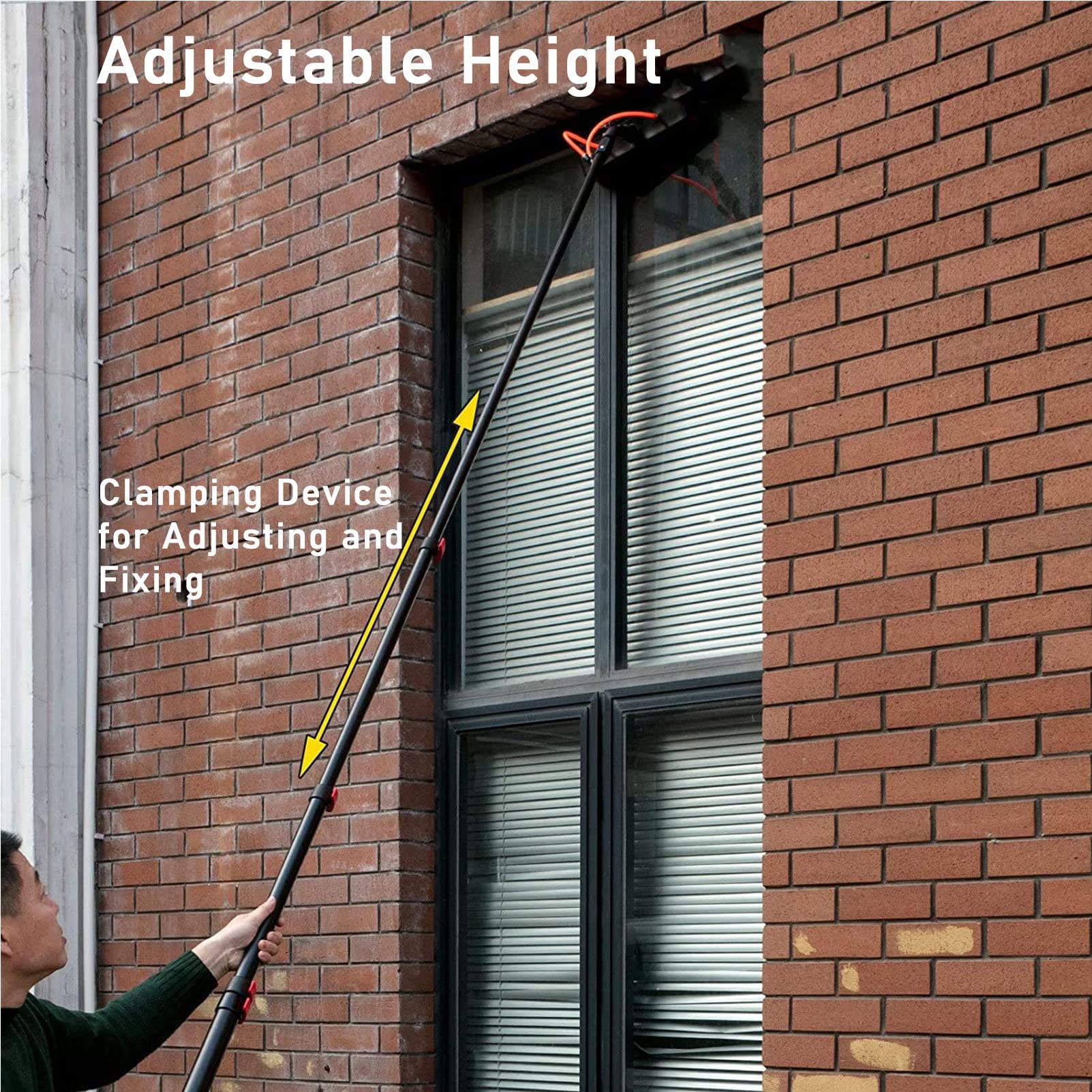 Pértiga para Limpieza de Ventanas de 3 a 12 m, pértiga Ajustable de 12 m para Limpieza de Ventanas, pértiga con Suministro de Agua/Manguera, Herramienta para Limpieza de