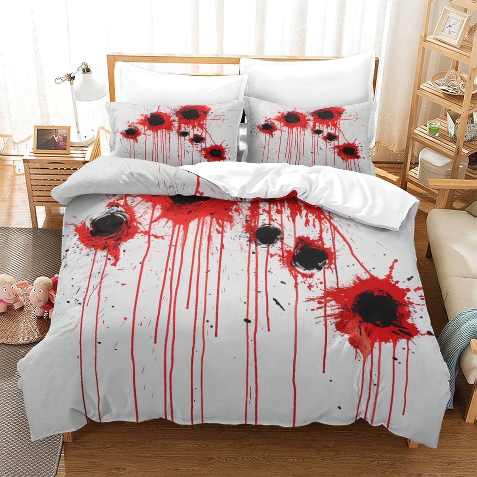P1s9u7w5y Blood Splash-2 3D Printed Abstract Poppy Duvet Cover Set 3Pcs Microfiber Modern Art Bedding Set Double（200X200cm）