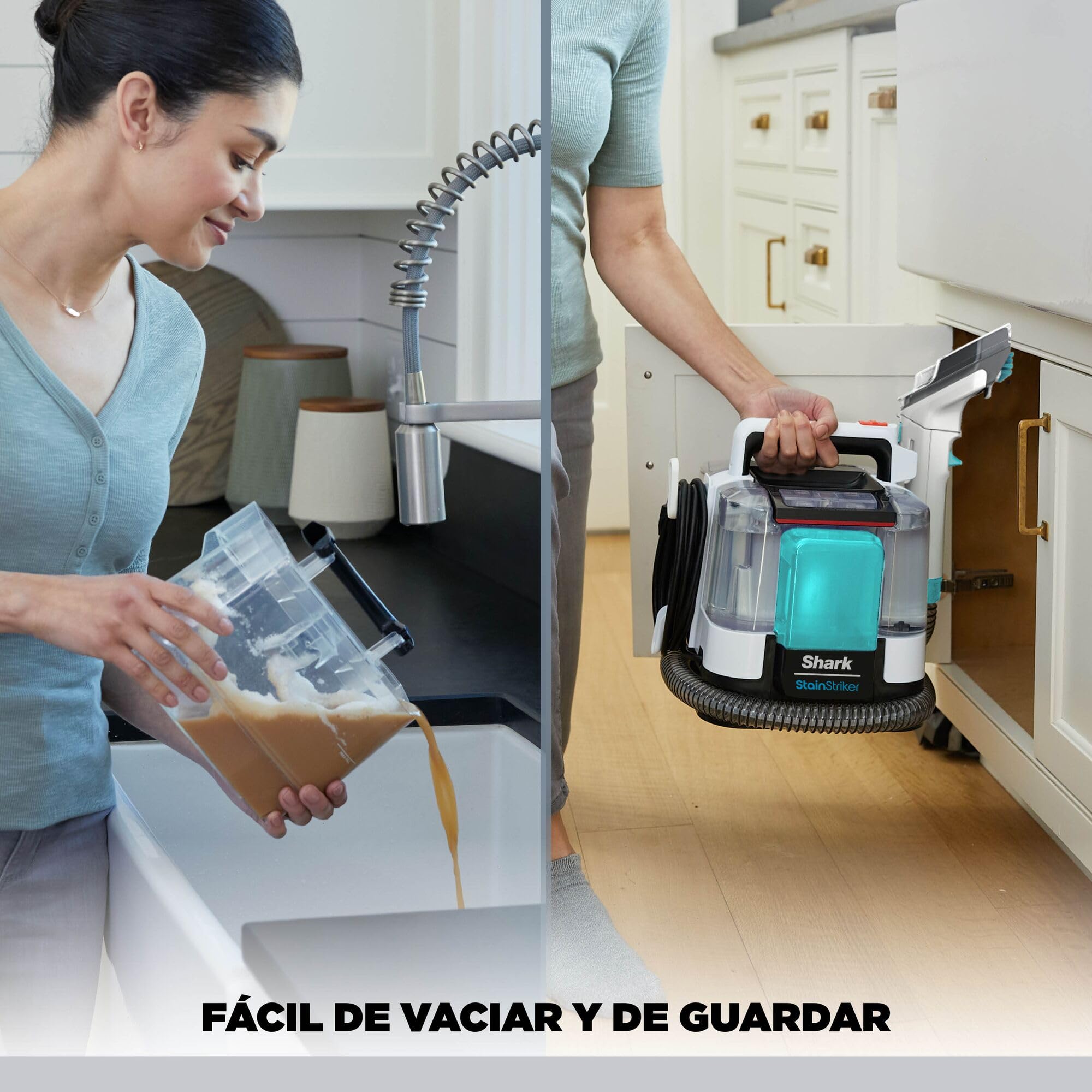 Shark StainStriker Limpiador de manchas con 5 accesorios, minicepillo para pelo de mascotas, boquilla estrecha, tubo de limpieza, 2 x soluciones de limpieza incluidas, ligero y portátil, 450W PX200EUT