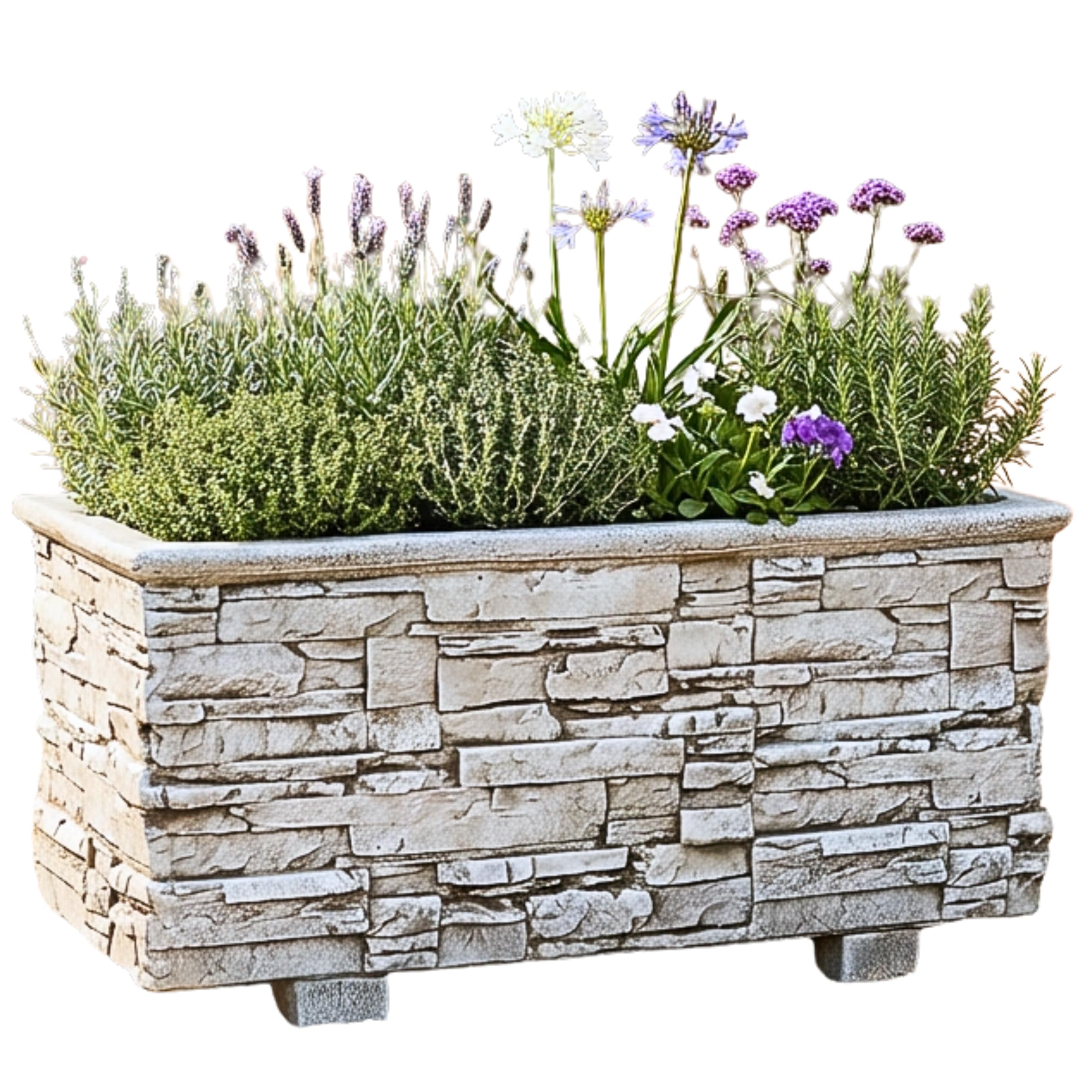 Jardinera Exterior de Lajas, Hormigón 90x42x39 cm, Ceniza | Maceteros grandes exterior y jardineras exteriores grandes; jardinera rectangular exterior de hormigón