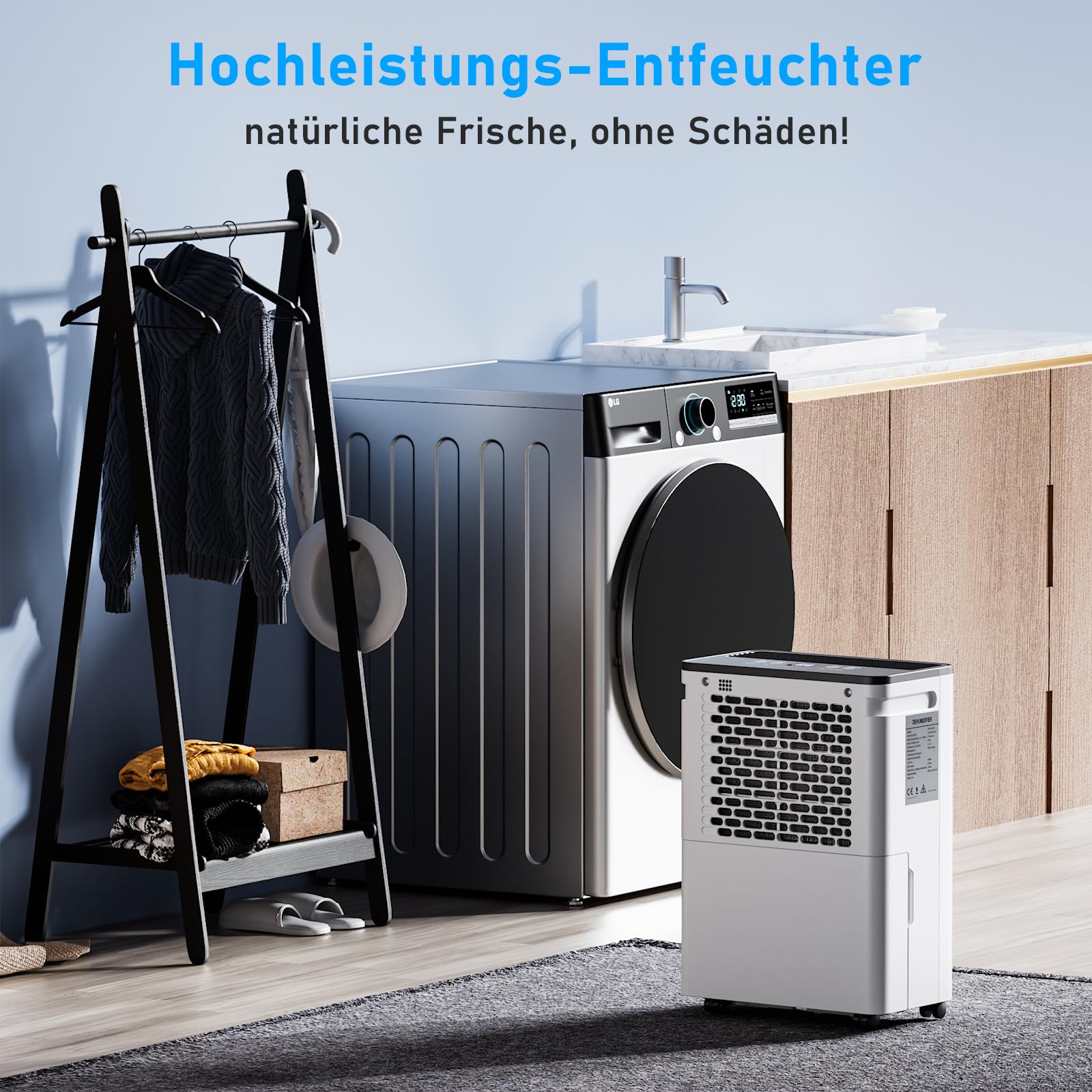 OKYUK Deumidificatore Casa Muffa 12 L, deumidificatore bagno, deumidificatore casa 2.5L, 30 m², con spegnimento automatico Timing 24H, ideale per camper, bagno, camera da letto, cantina (12L Bianco)