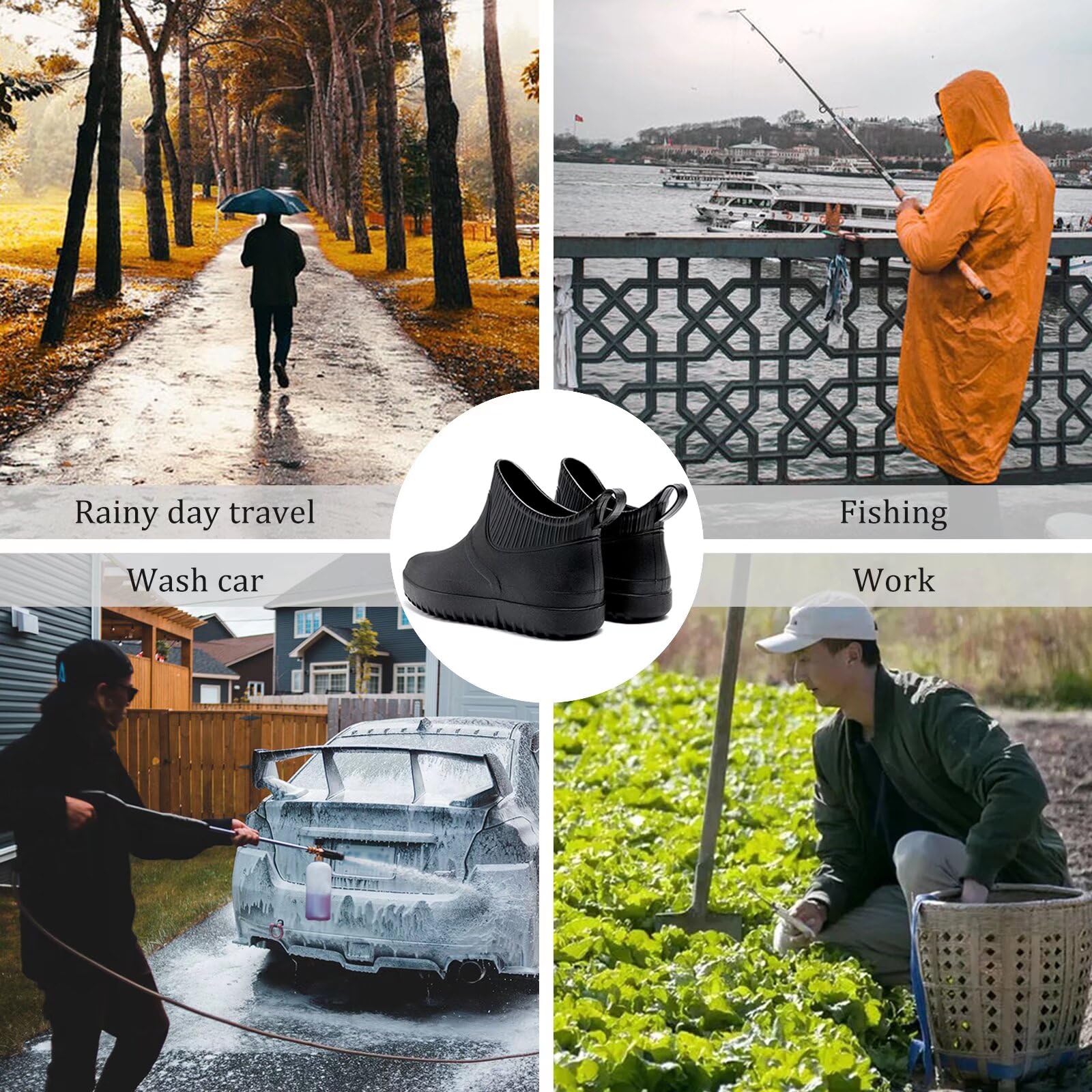 Bottes de Caoutchouc Homme Ville de la Mode Bottines en Pluie