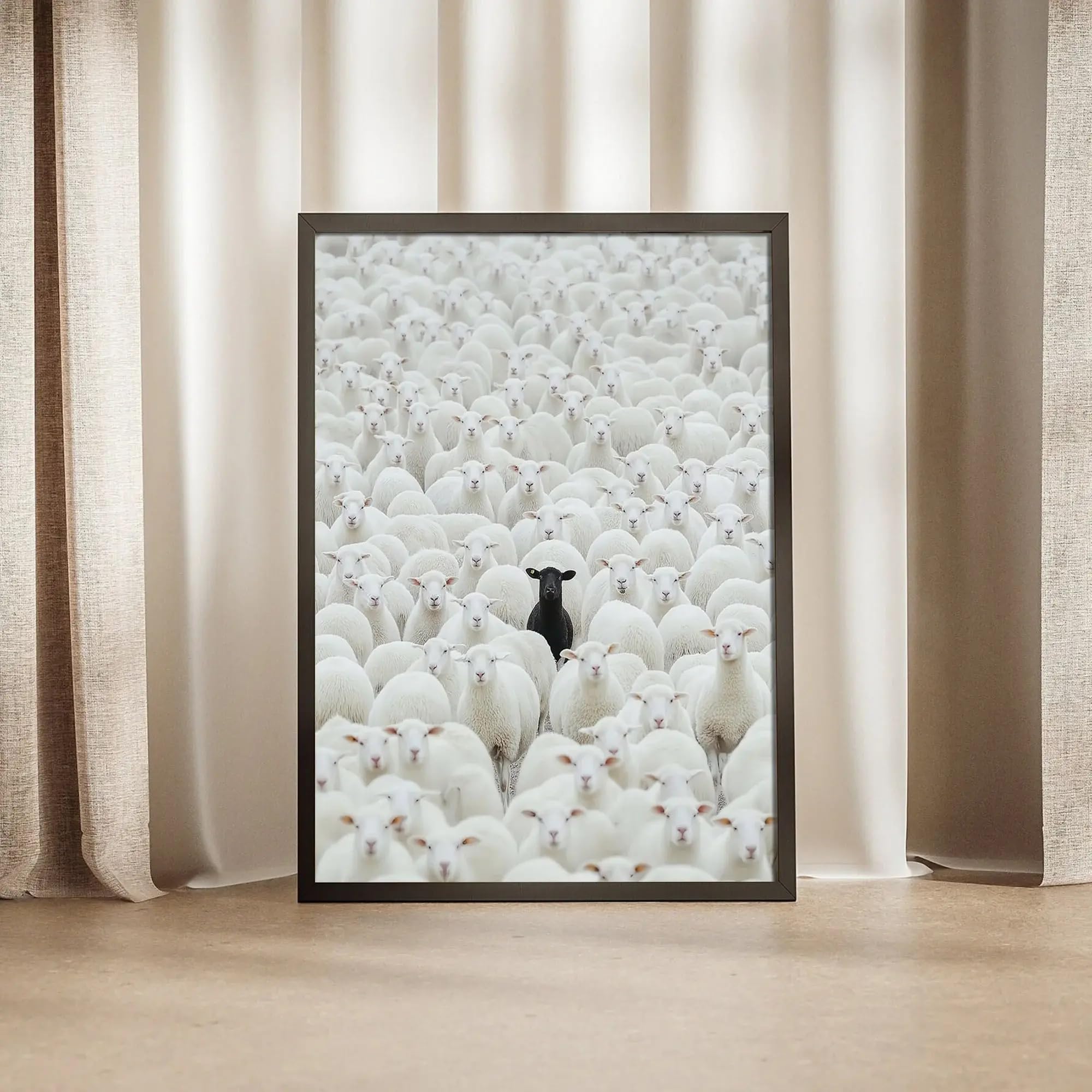 XINBAO Poster su tela Pecora nera, decorazione artistica con animali retrò classici, quadri da parete, stampe, quadri, decorazioni artistiche, decorazioni per la casa 70x100 cm senza cornice