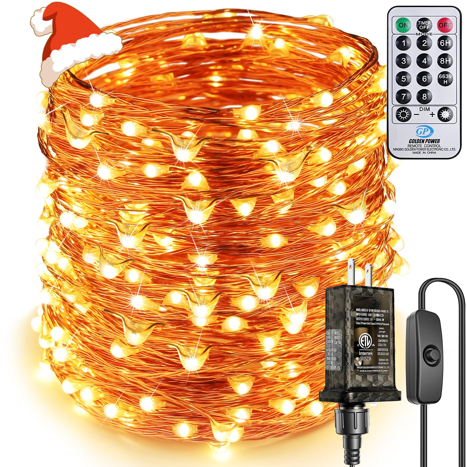 ZAECANY Super Long LED String Lights 99ft 300 LEDs Fairy String Lights with Switch/Timer, Indoor/Outdoor Copper String Lights with Remote, for Birthday Wedding Christmas, Plug in/8 Modes Warm White