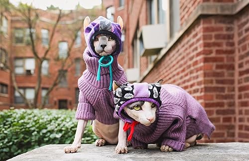 Miniatura 2 de Fitwarm Suéter de punto térmico para perro, abrigo de invierno para mascotas, chaqueta de cuello alto, trajes de cachorro, traje de gato, morado,
