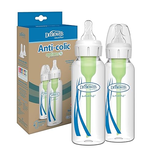 Miniatura 2 de Dr. Brown's Natural Flow Options+ Biberones de vidrio estrecho, 8 oz & Dr. Brown's Natural Flow Anti-Colic Options+ Biberones de vidrio de cuello