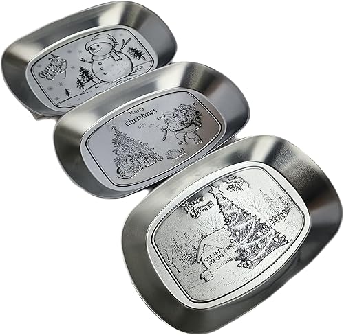 Juego de 3 bandejas decorativas ovaladas de metal plateado para decoración del hogar, Acción de Gracias, Navidad, artículos esenciales de