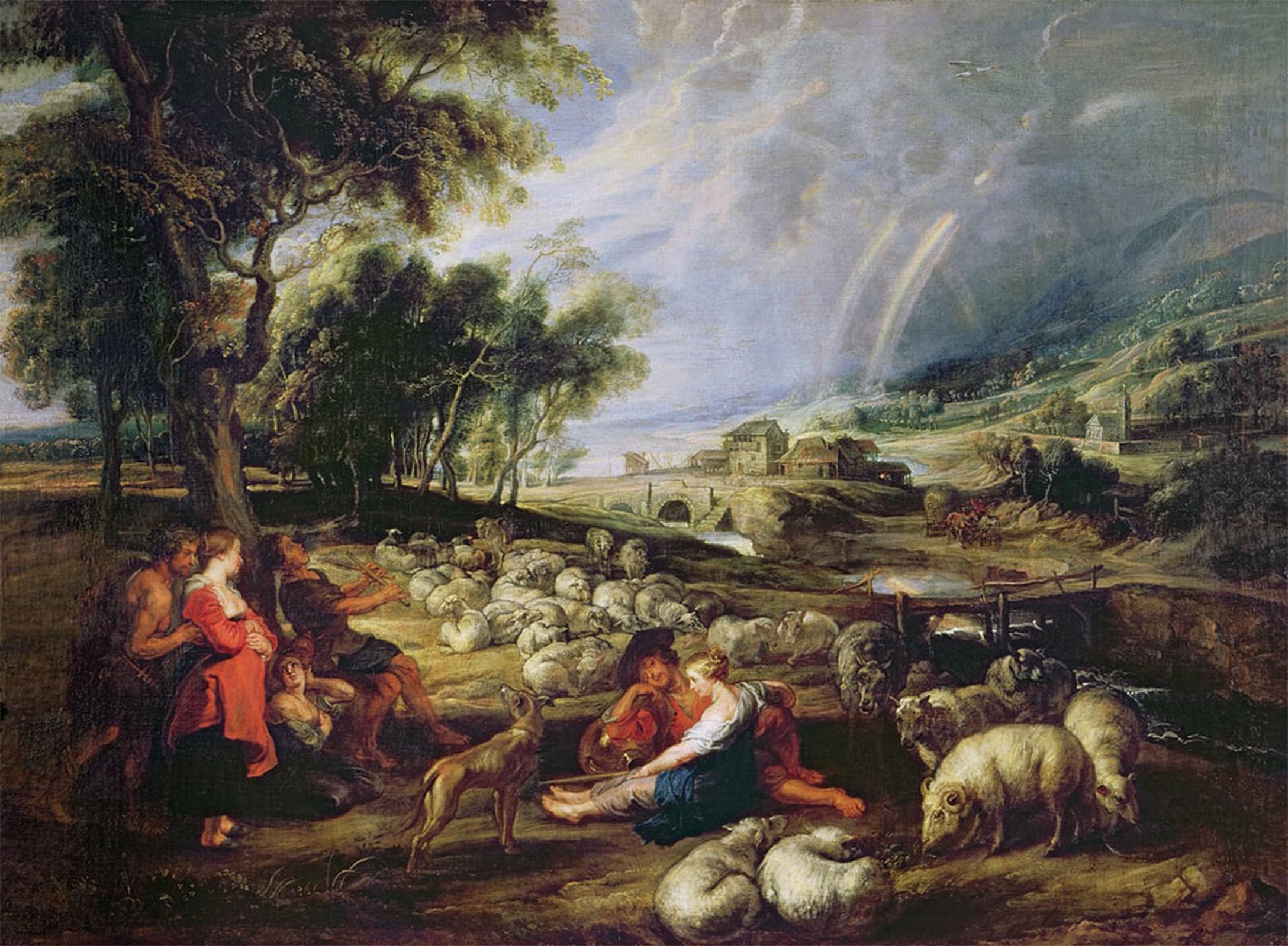 RZHRHJES Retro Picture Portrait Oil Painting Modern Wall Artwork Landscape with a Rainbow by Peter Paul Rubens Canvas Poster for Office Decor 60x90cm