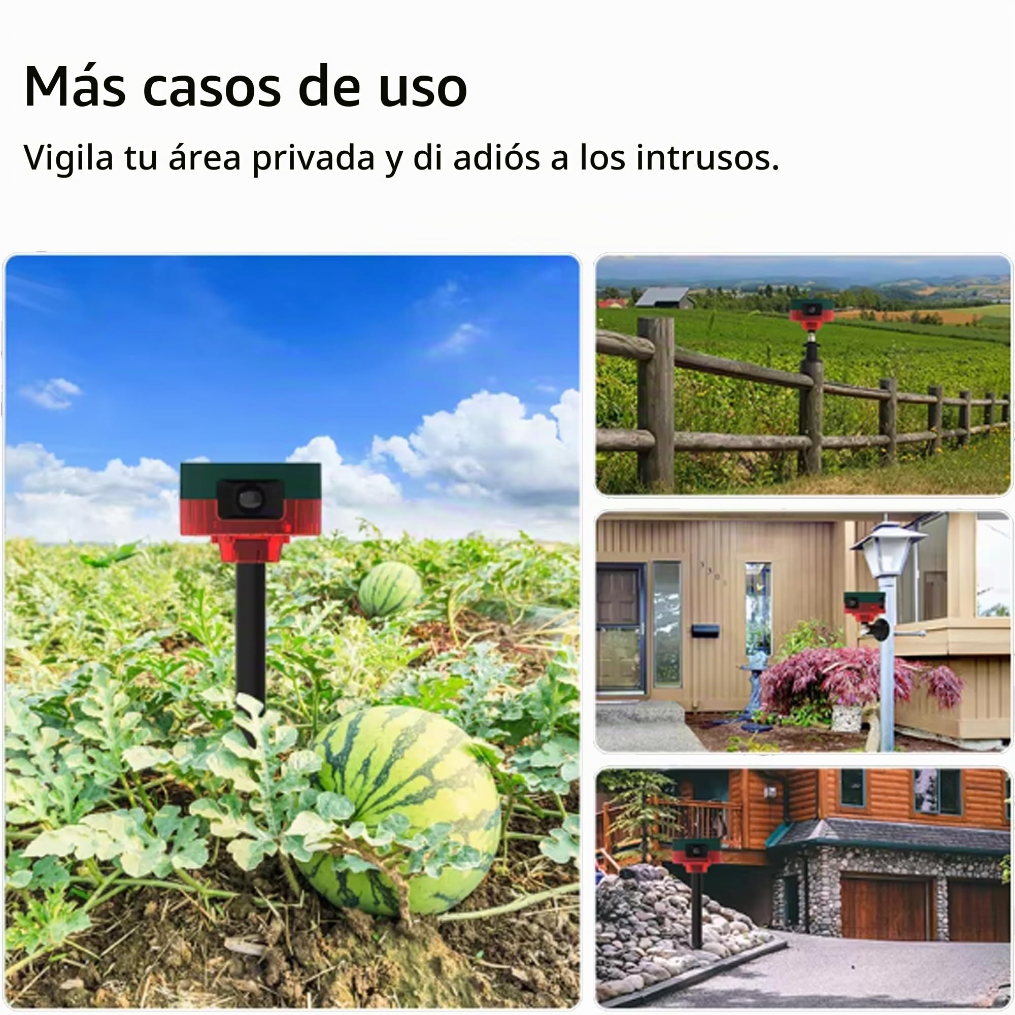 Alarma con Sensor de Movimiento Solar para Exteriores: Sonido de ladridos de Perros y Disparos, Sirena Fuerte de 129 db, admite grabación, 13 Tipos de Sonido (911S Red 2PCS)