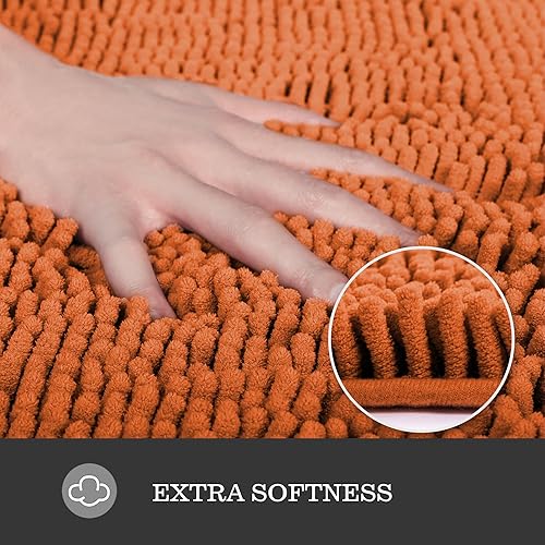 Miniatura 2 de Yeaban Alfombras de baño color naranja quemado, alfombras de baño de felpilla gruesa, absorbentes y lavables, antideslizantes, alfombras de felpa y