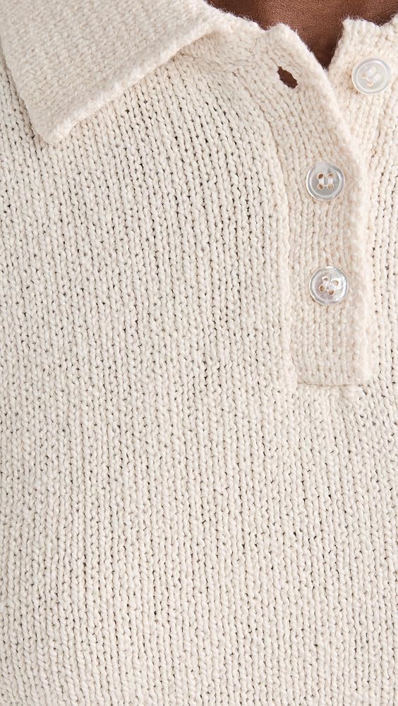 トップス theory Wave Boucle Cap Sleeve Polo Shirt Cotton-Wool Bouclé Cap Sleeve Polo | Theory