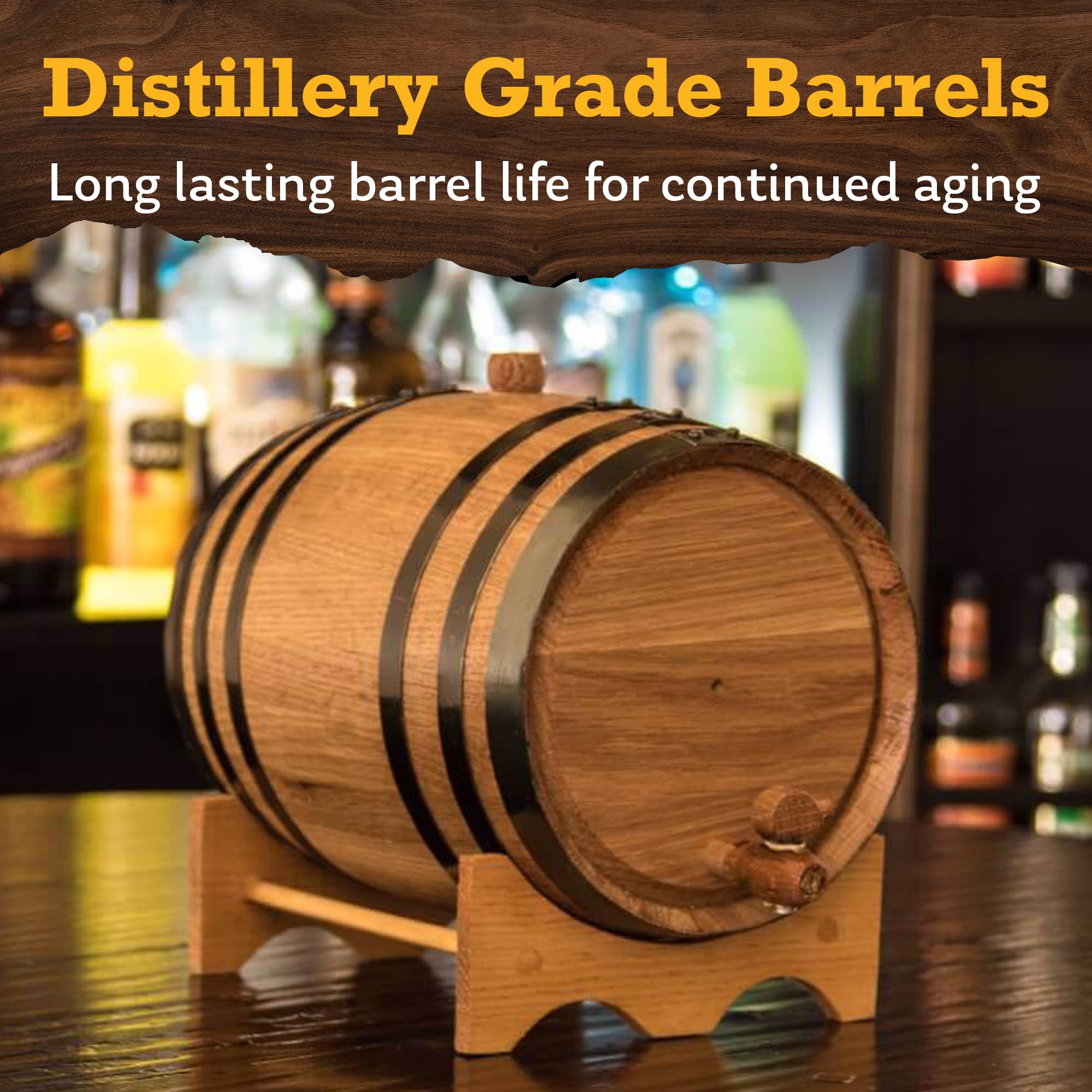 Red Head Barrels - 10 L Premium Oak Barrels for Aging Whiskey, Wine, Rum, and More, Ideal for Whiskey Barrel or Wine Barrel, American Charred Oak Barrel with 12-Page Cocktail Recipe Booklet
