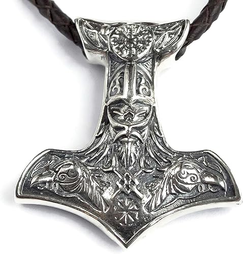 Huge Viking Thors Hammer Necklace - Solid 925 Sterling Silver - Large Odin Axe Mjolnir Pendant - Gothic Pagan Celtic Norse Mythology Jewelry for Men