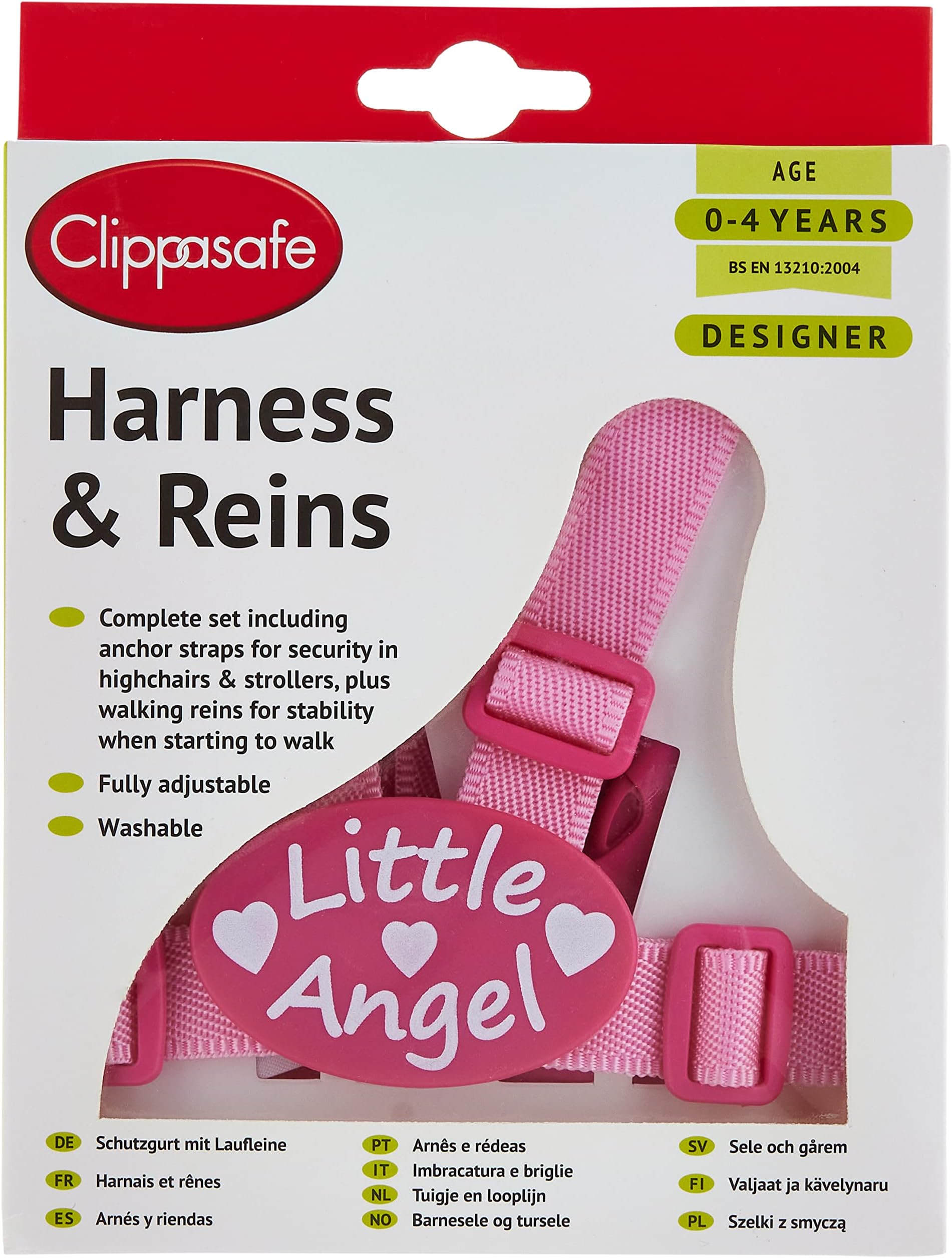 Baby/Kids/Child Safety Premium Designer "Little Angel" Harness & Reins (With Anchor Straps) - Pink